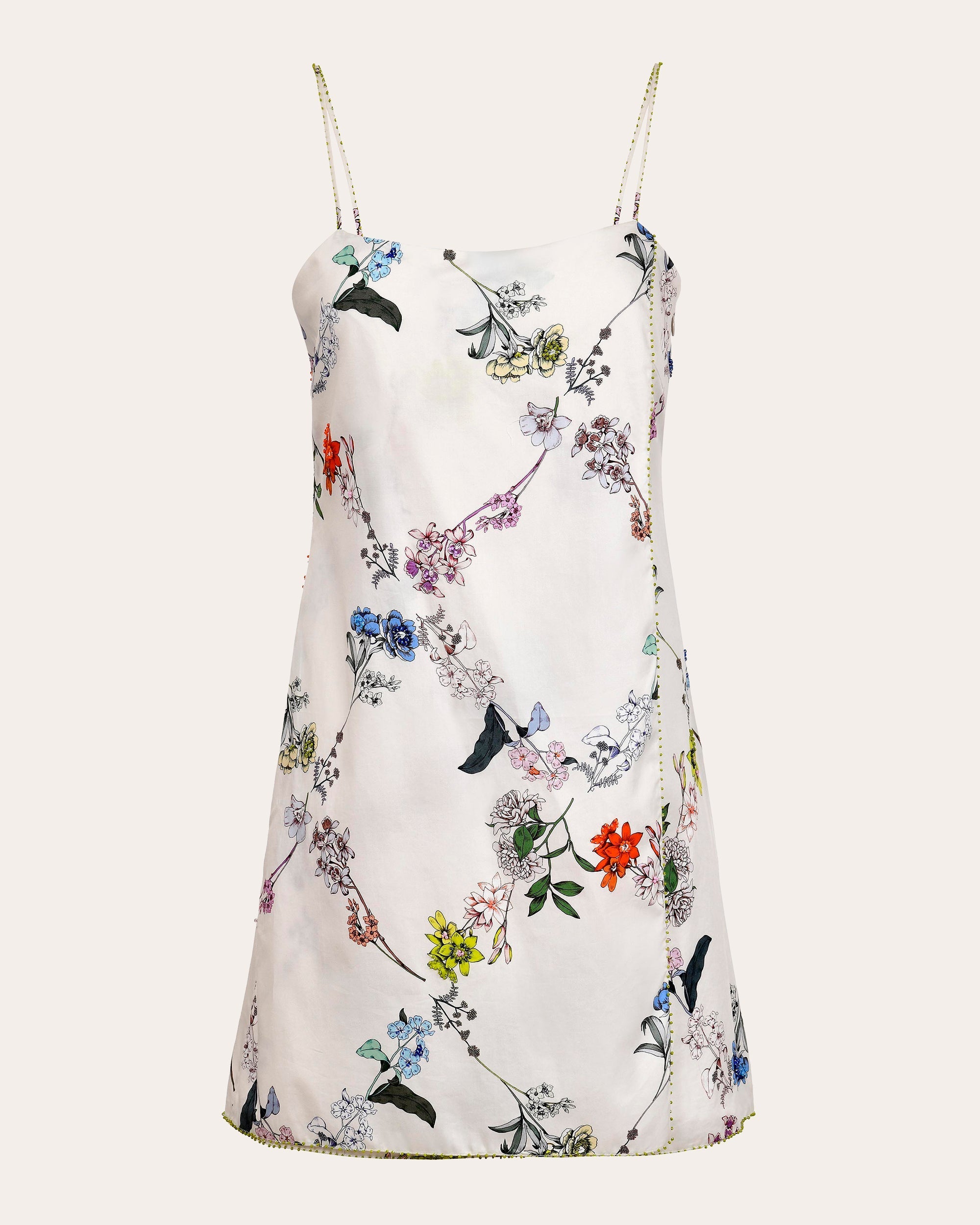 Limon Embellished Printed Cotton Mini Dress