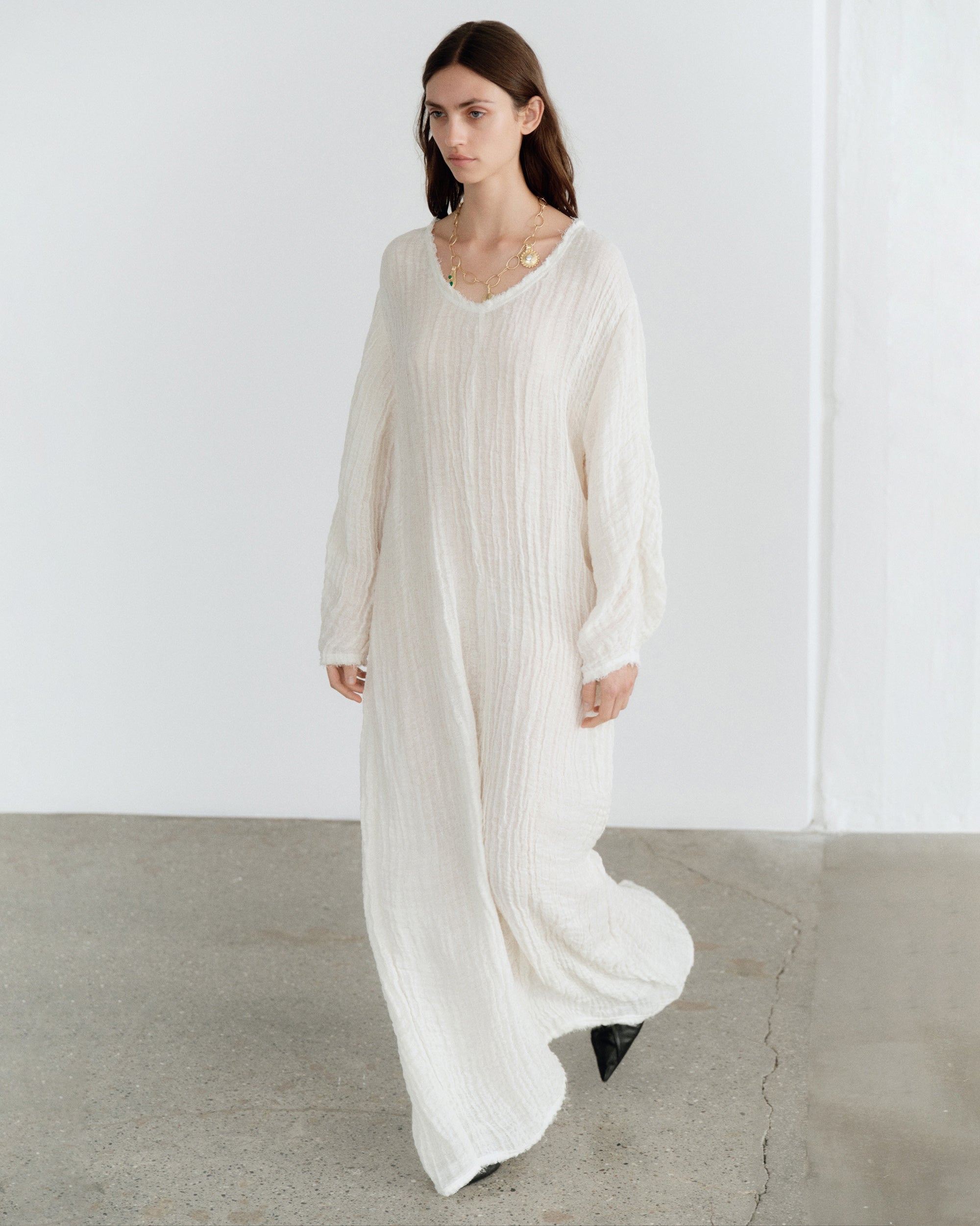 Miolla Textured Linen Maxi Dress