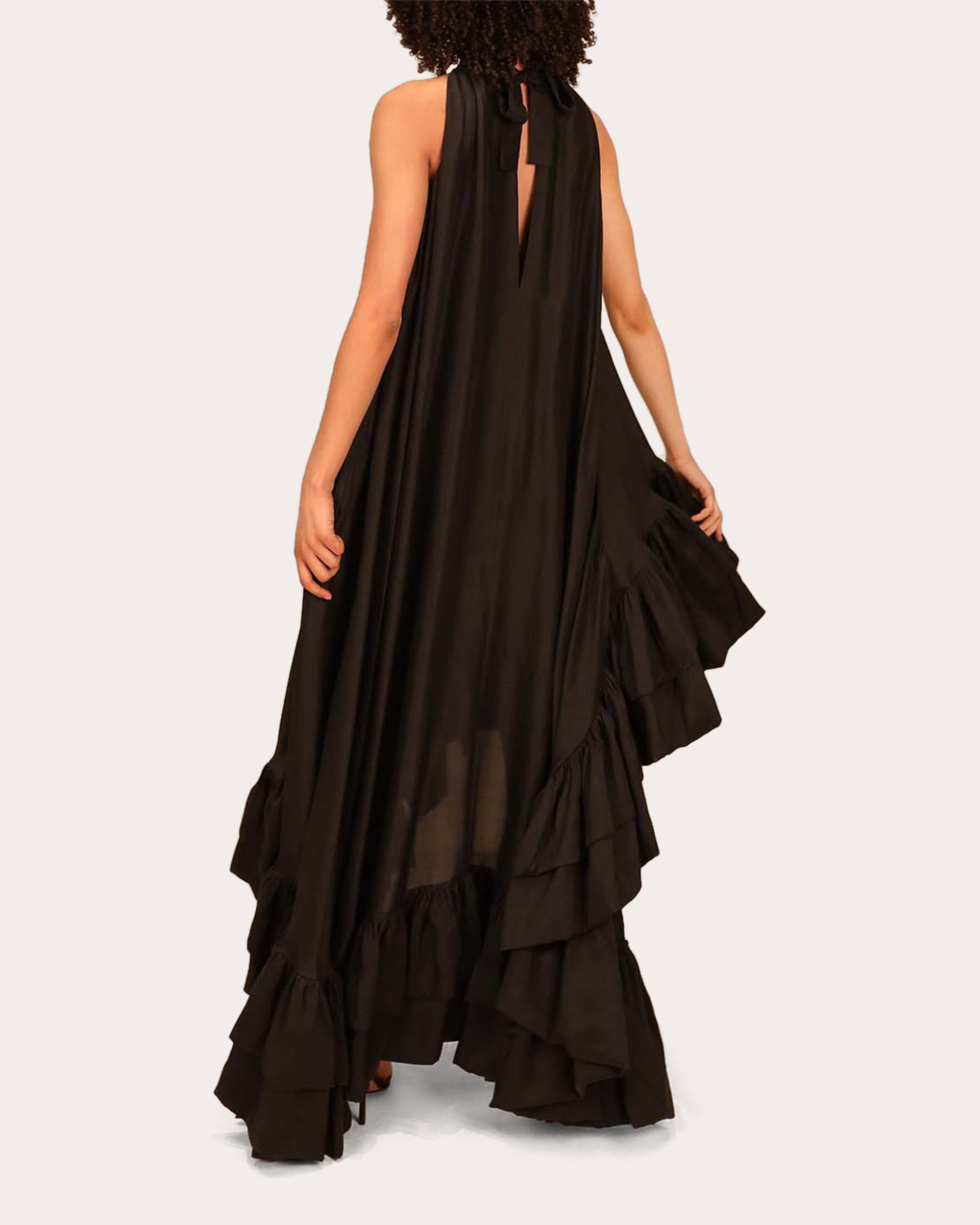 Lucas Asymmetric Tiered Silk Gown