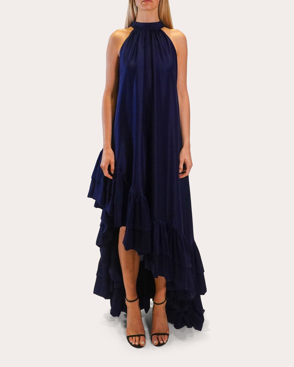 Lucas Asymmetric Tiered Silk Gown