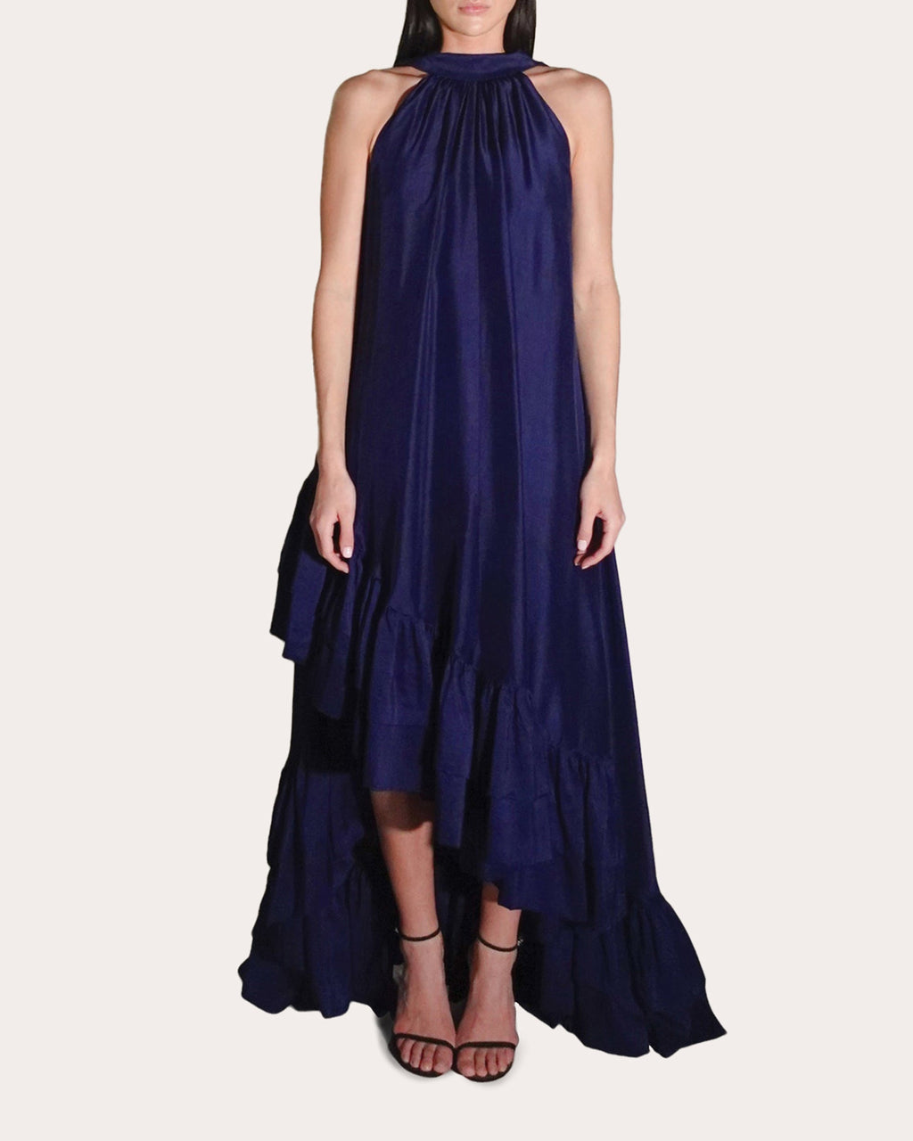 Lucas Asymmetric Tiered Silk Gown