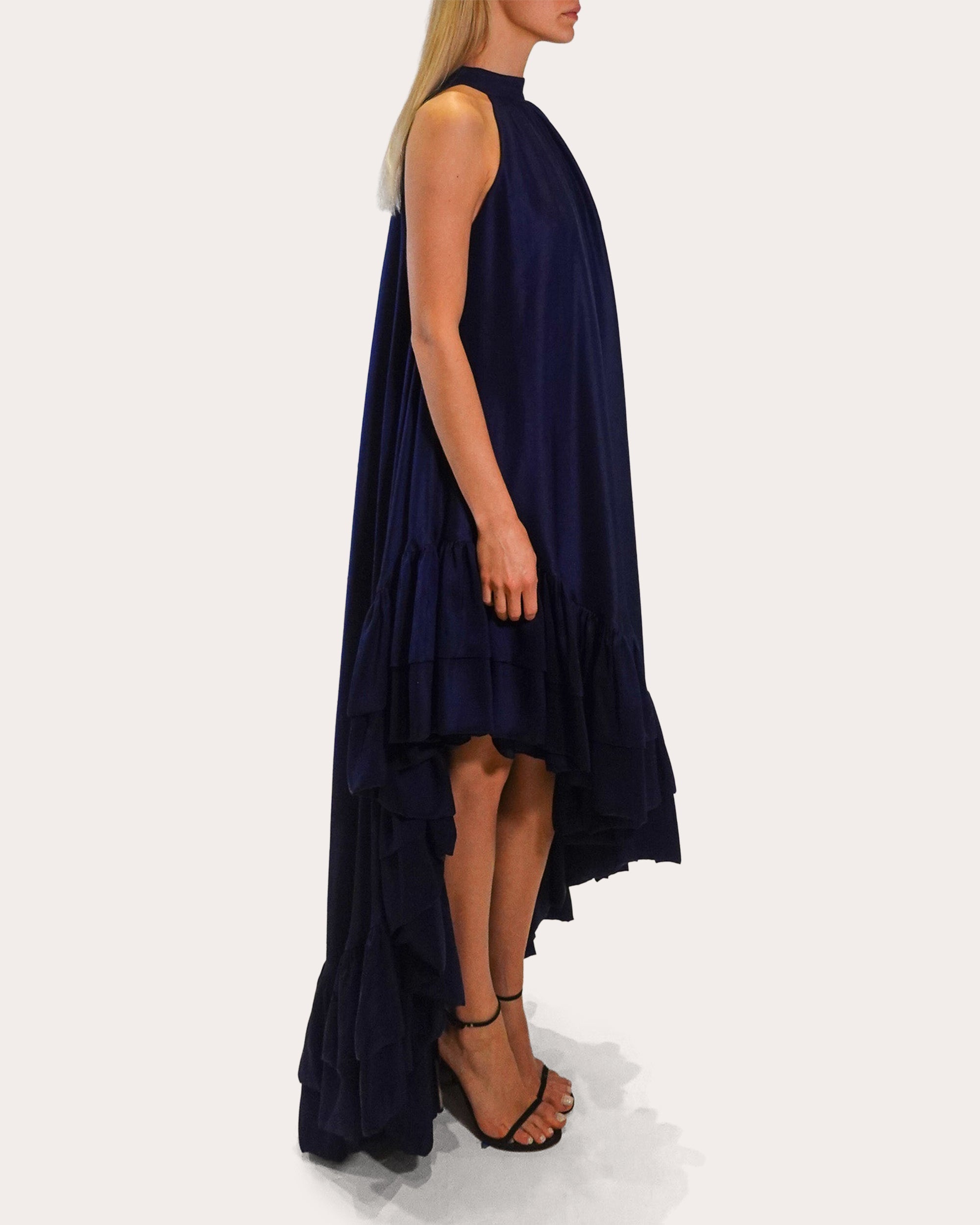 Lucas Asymmetric Tiered Silk Gown