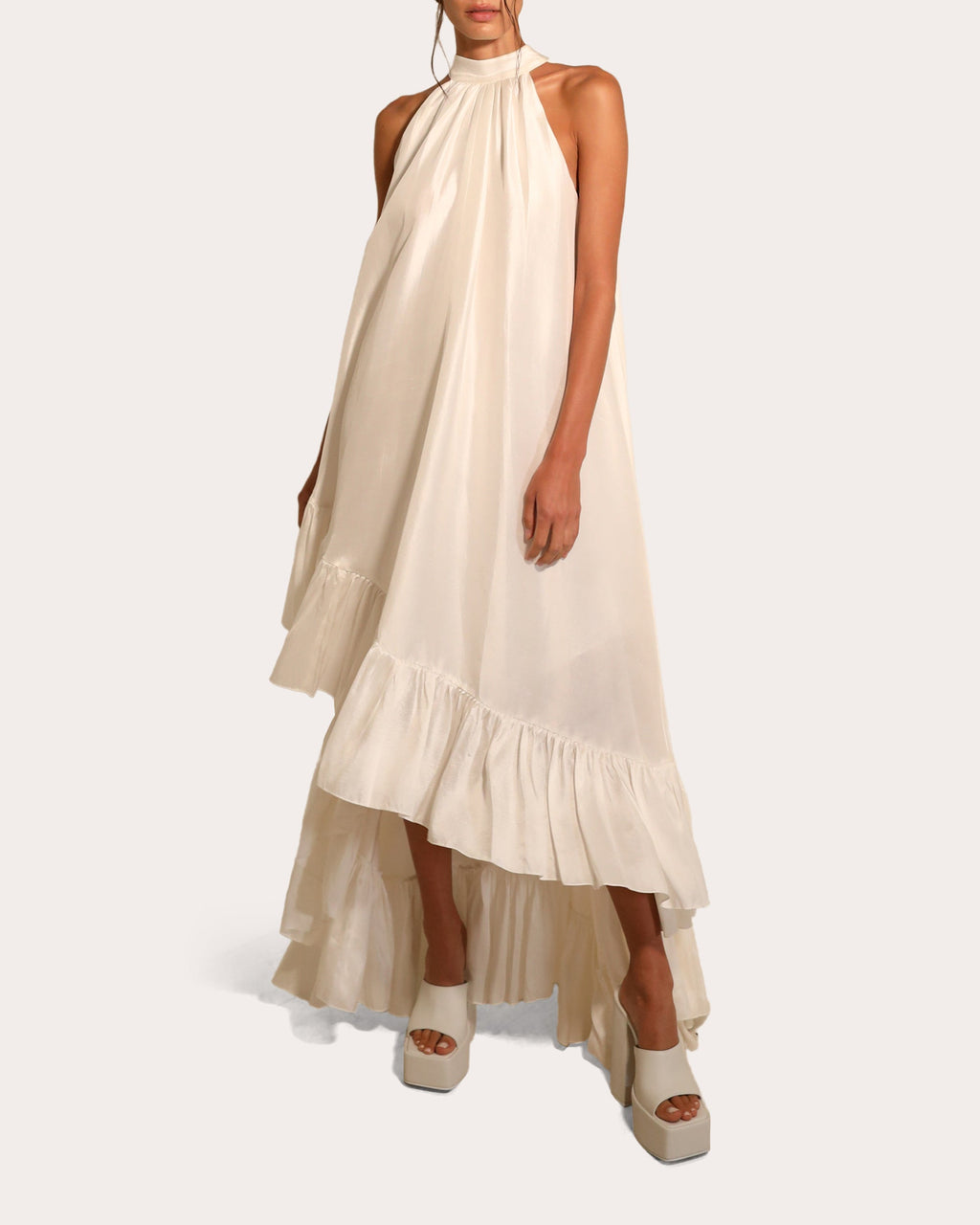 Lucas Asymmetric Tiered Silk Gown