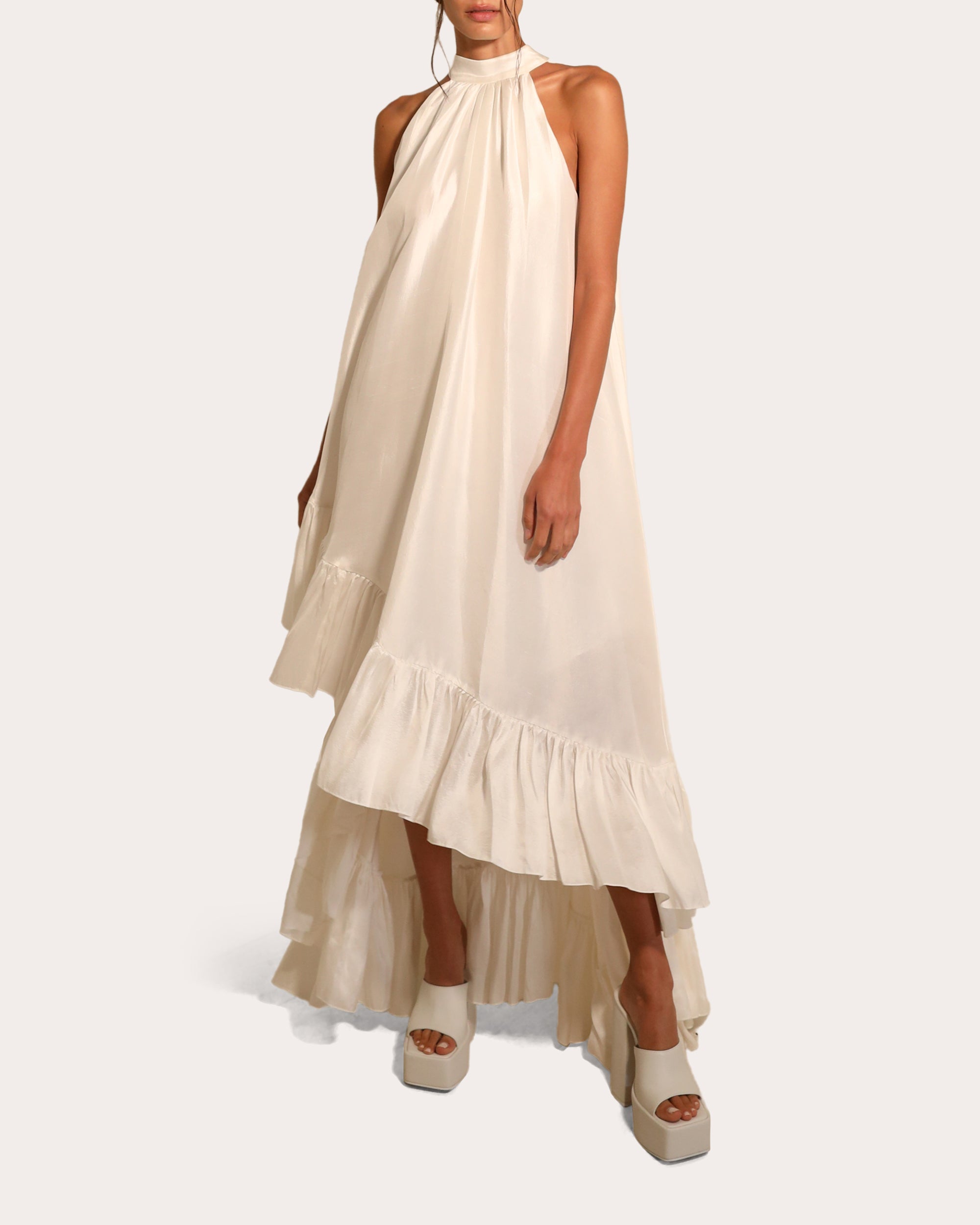 Lucas Asymmetric Tiered Silk Gown