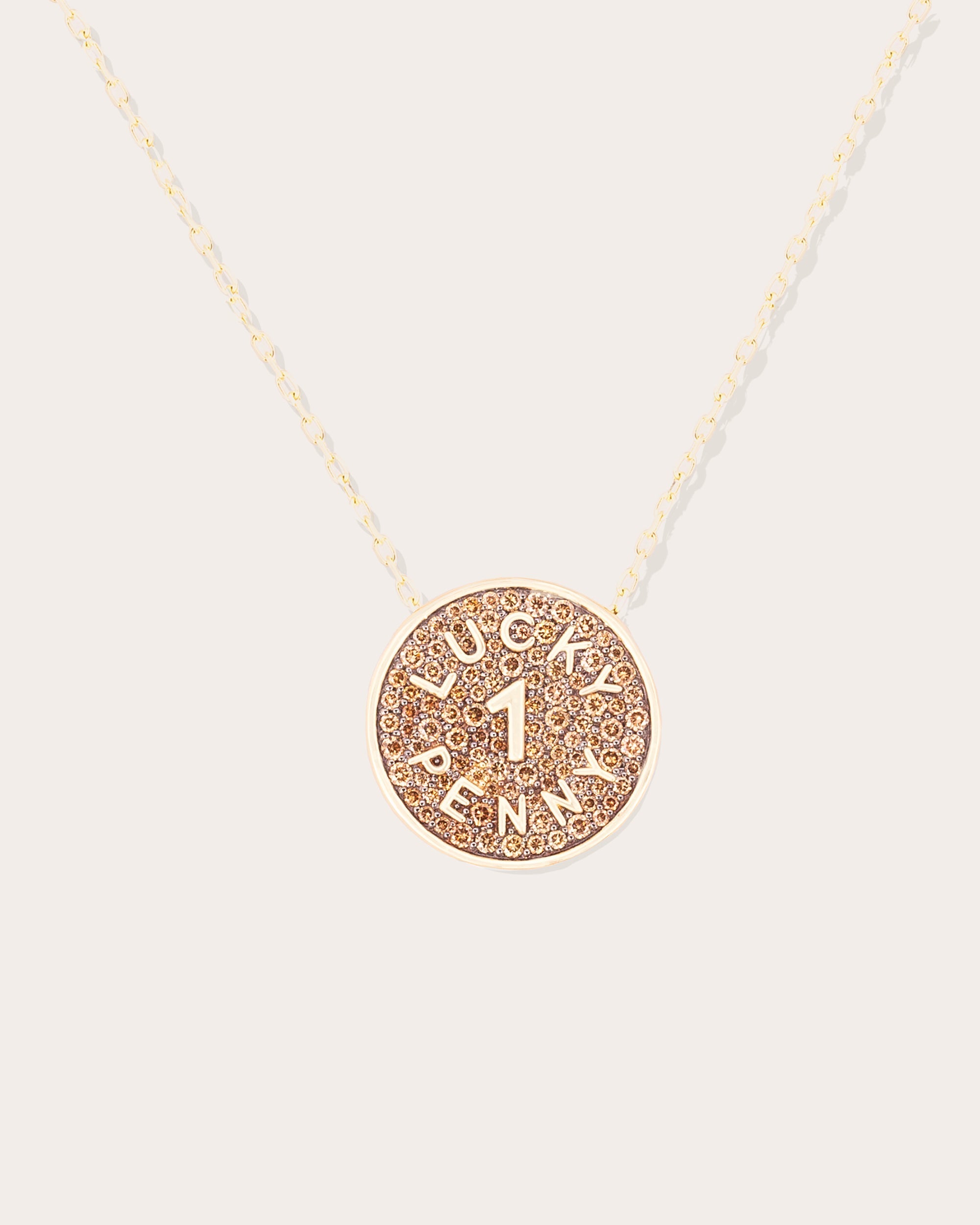 Juju Lucky Penny 14K Gold Diamond Pendant Necklace