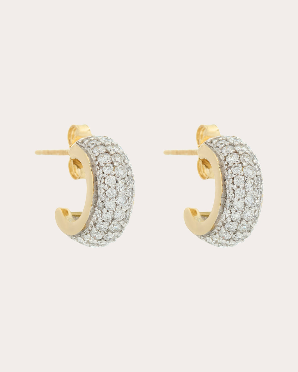 Luna 18K Gold Diamond Pavé Hoop Earrings