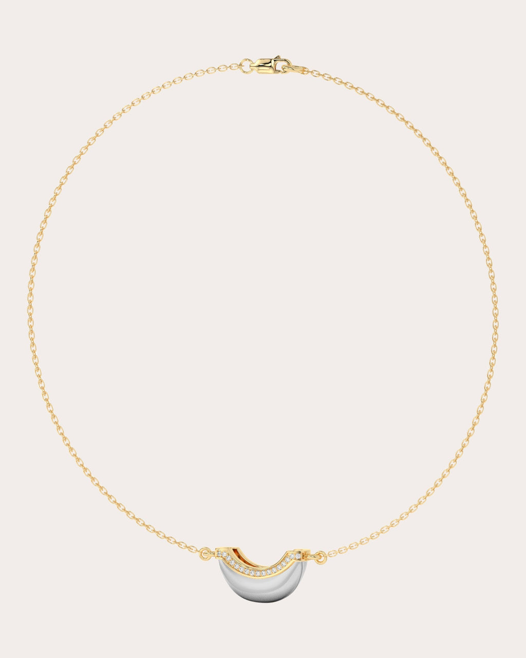 Mini Luna 18K Gold Diamond Pendant Necklace