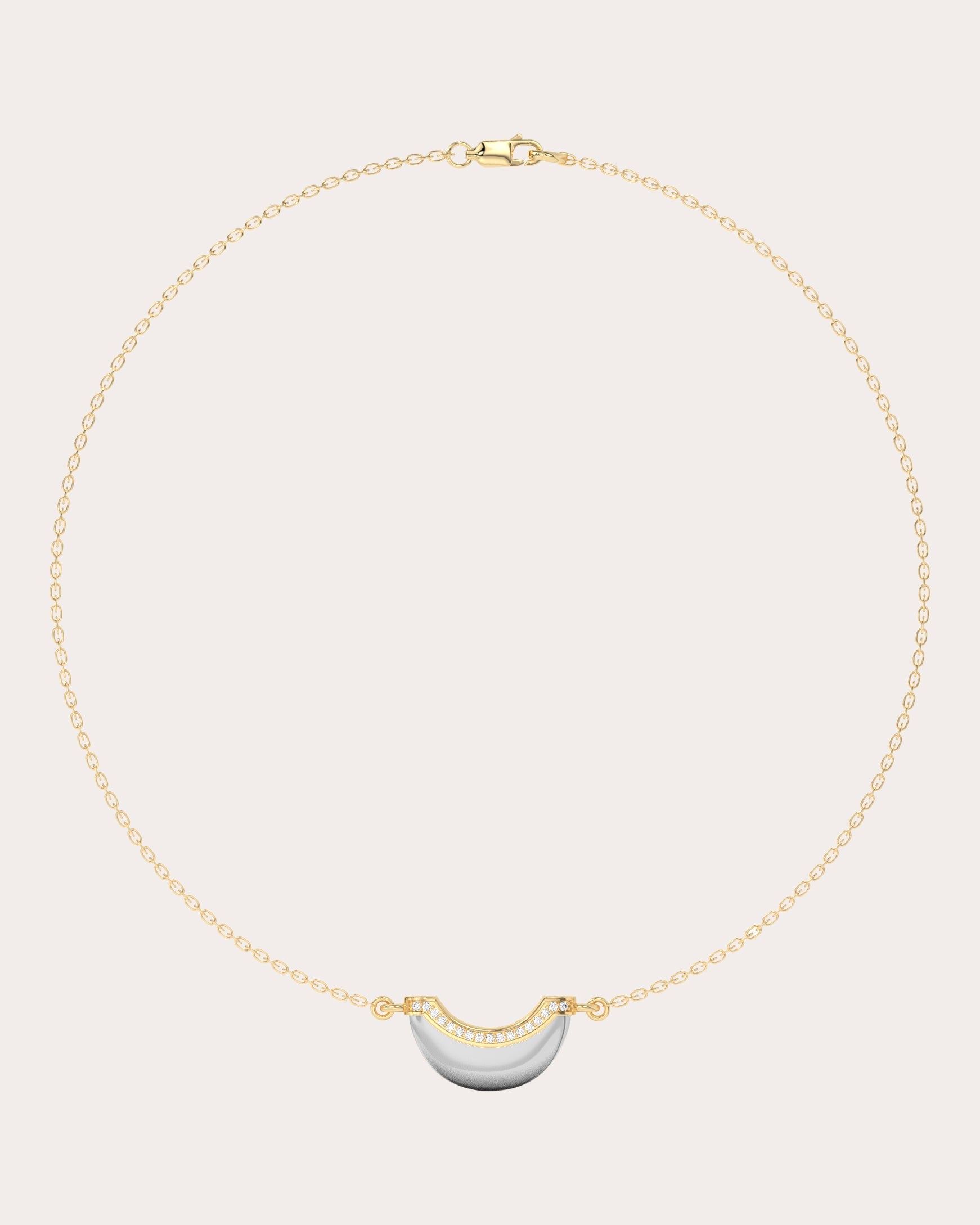 Mini Luna 18K Gold Diamond Pendant Necklace