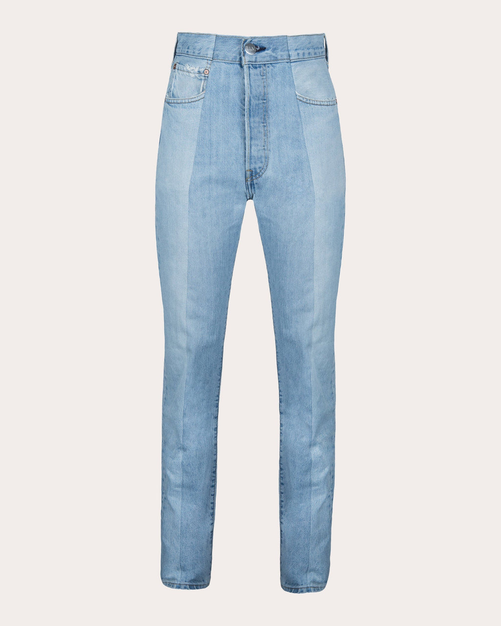Straight Slim-Cut Two-Tone Jeans