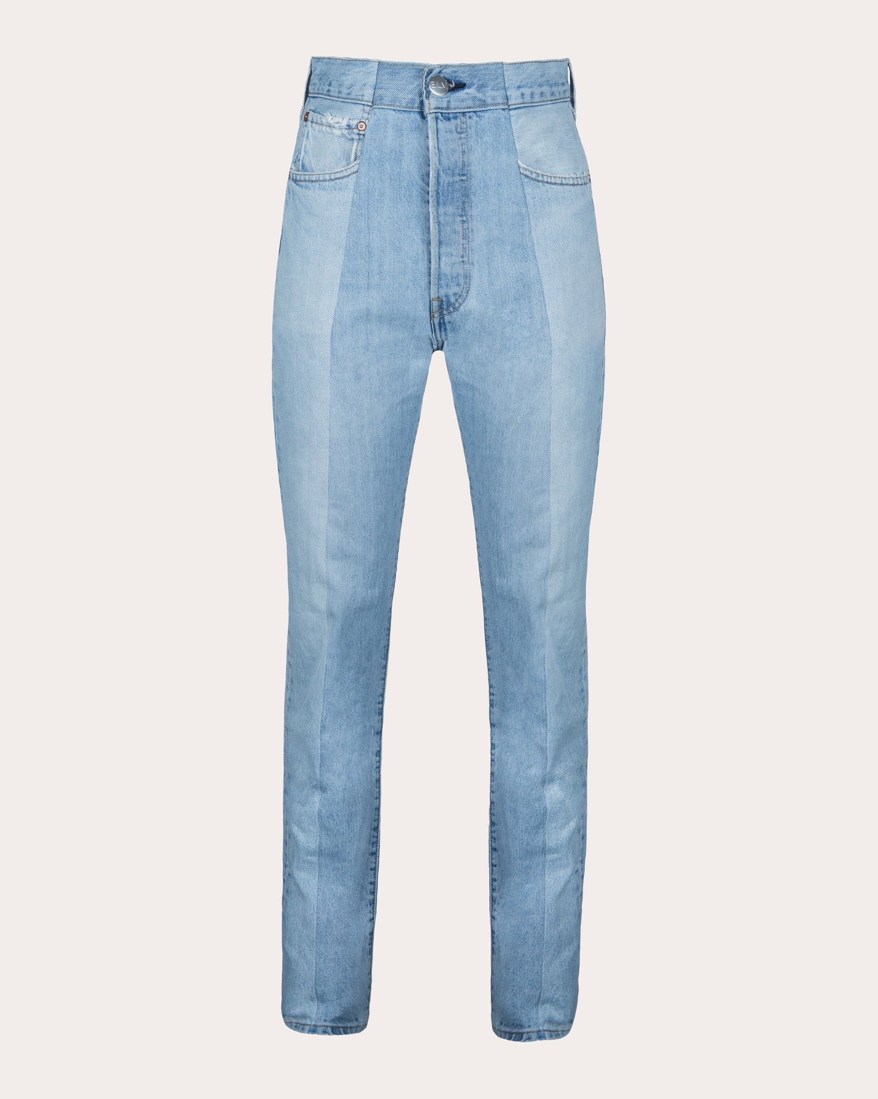 Straight Slim-Cut Two-Tone Jeans