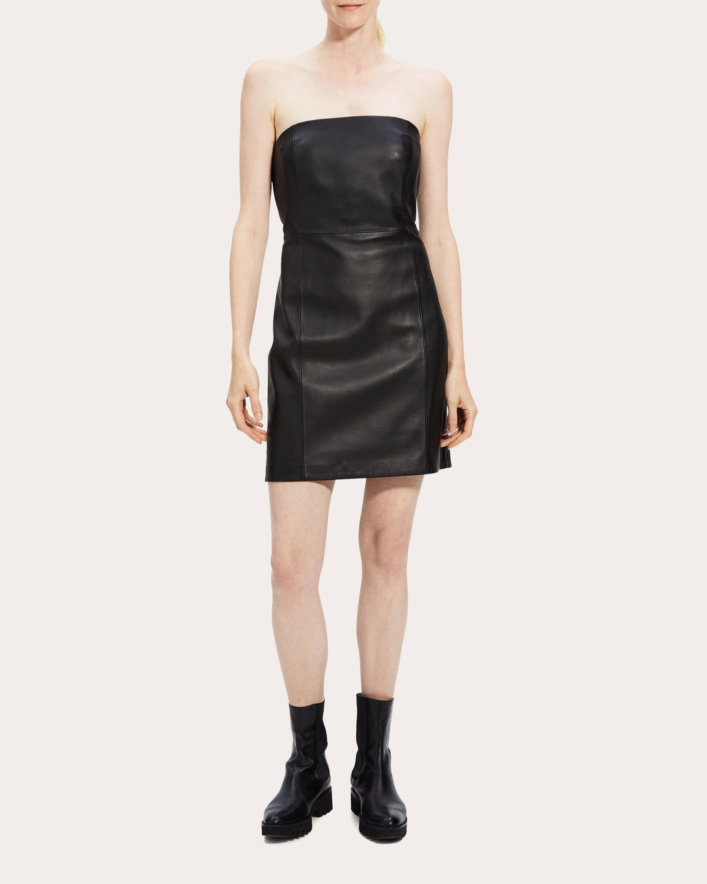 Strapless Leather Mini Dress