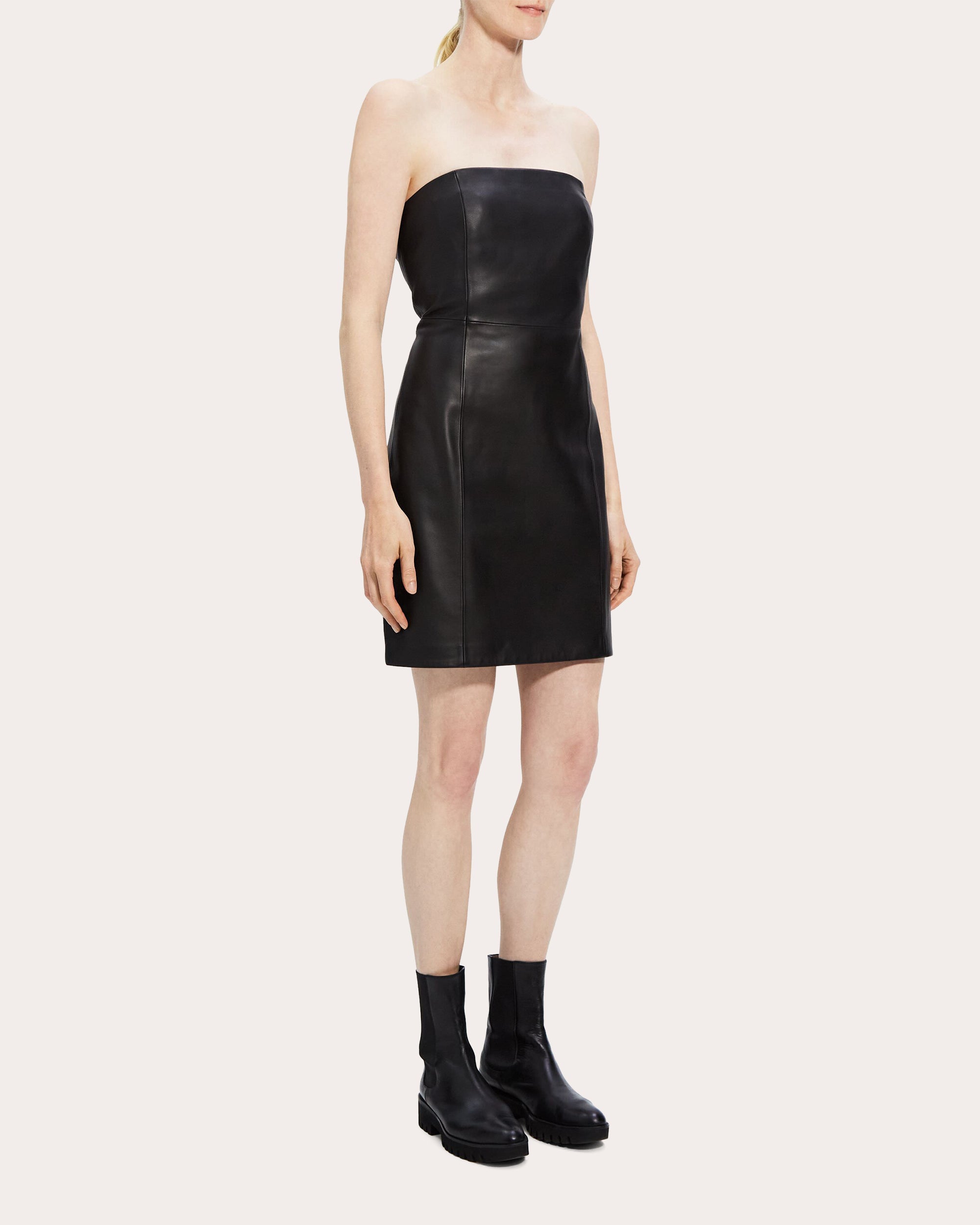 Strapless Leather Mini Dress