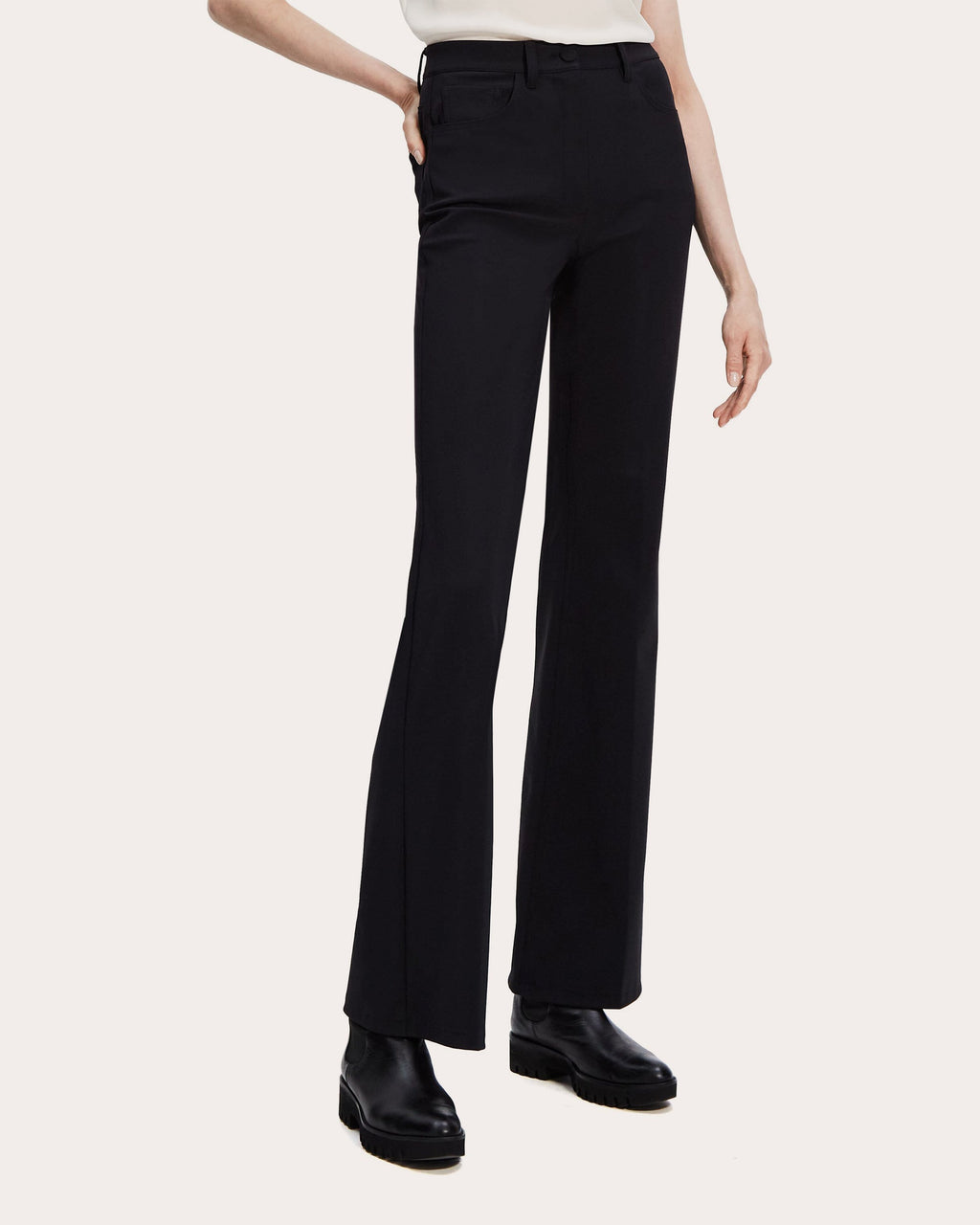 Demitria High-Waist Ponte Flare Pants