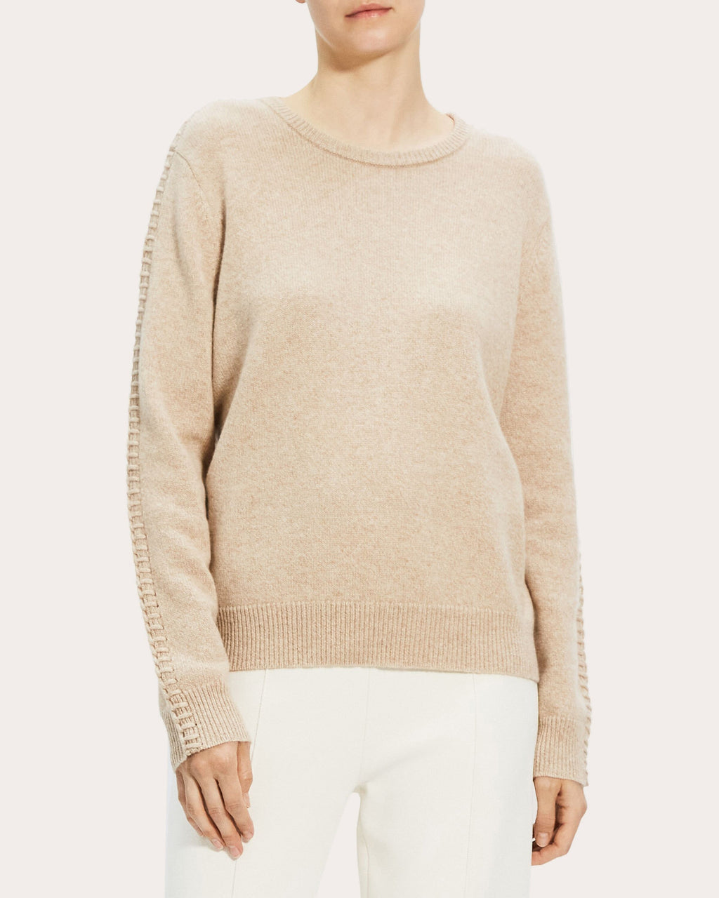 Blanket-Stitch Easy Crewneck Sweater