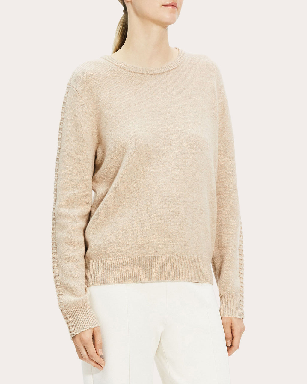 Blanket-Stitch Easy Crewneck Sweater