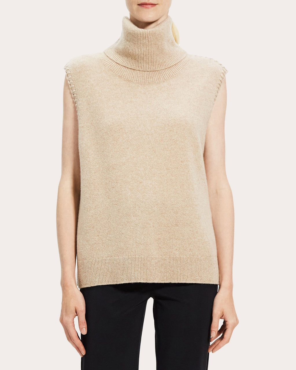 Stitch-Trim Turtleneck Sweater Vest
