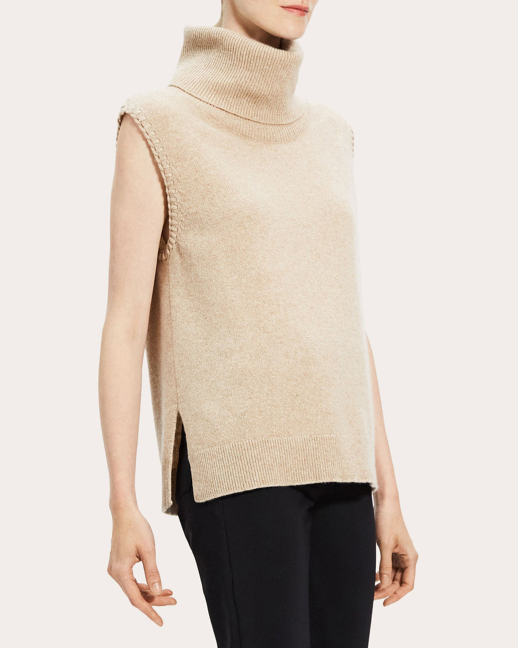 Stitch-Trim Turtleneck Sweater Vest