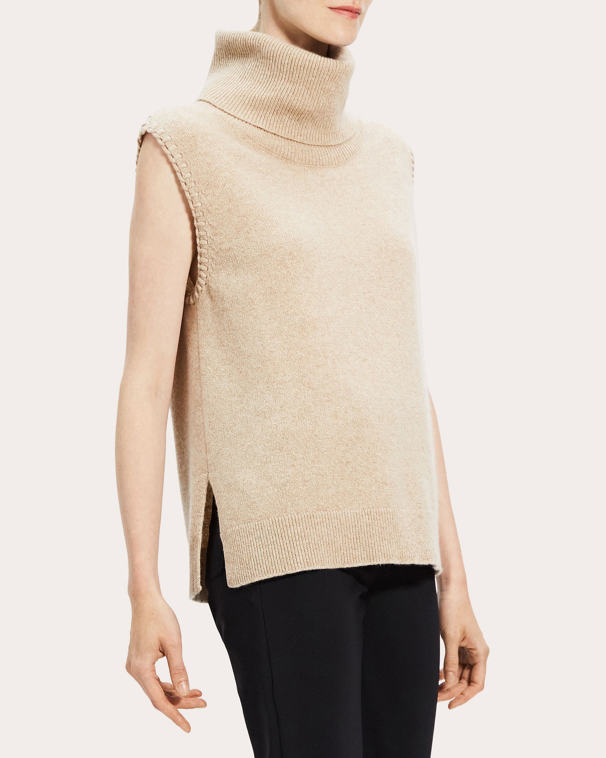 Stitch-Trim Turtleneck Sweater Vest
