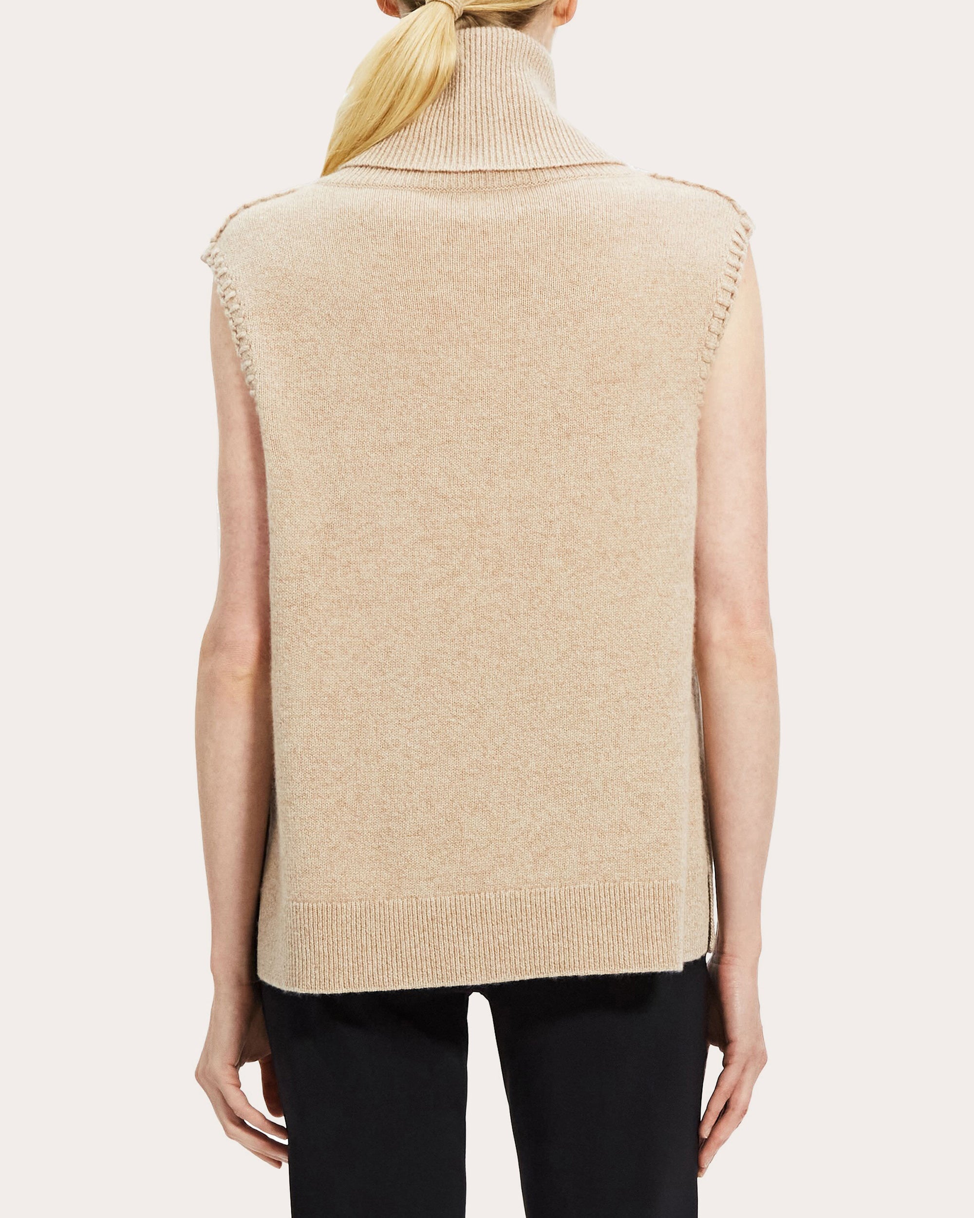 Stitch-Trim Turtleneck Sweater Vest
