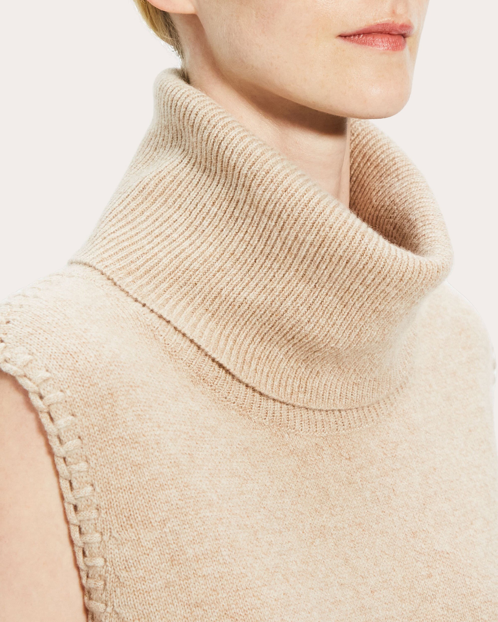 Stitch-Trim Turtleneck Sweater Vest