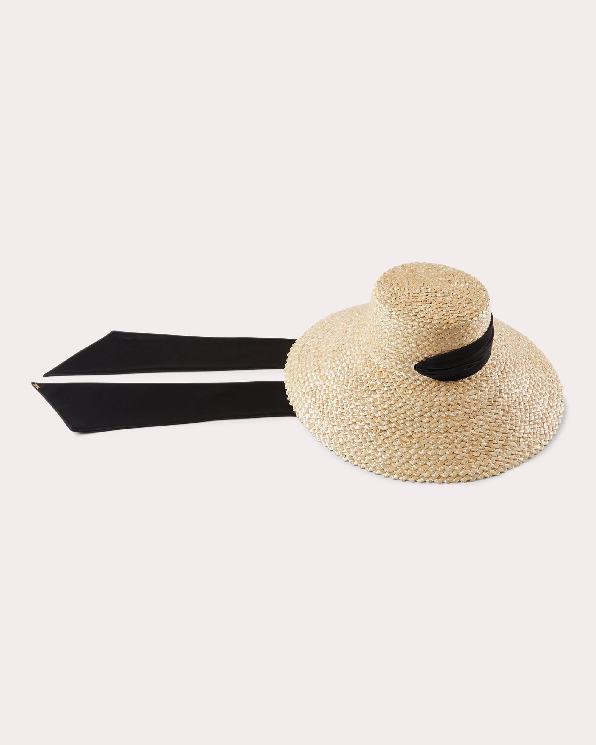 Mirabel Satin Scarf-Trimmed Woven Straw Sun Hat
