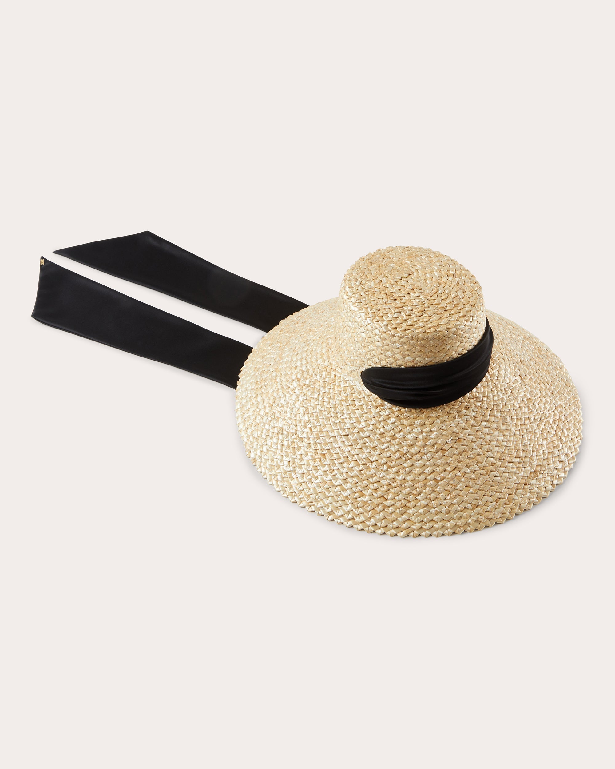Mirabel Satin Scarf-Trimmed Woven Straw Sun Hat