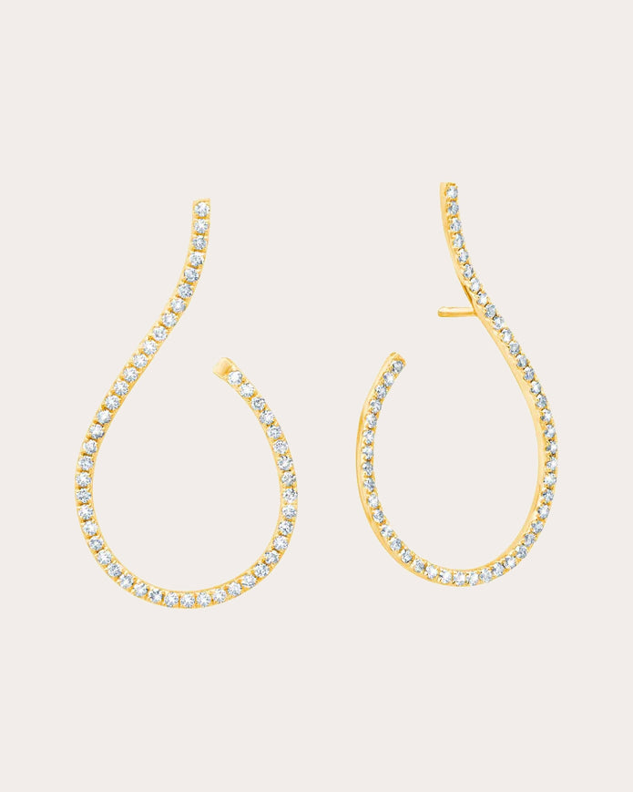 Mega Swirl 18K Gold Diamond Earrings