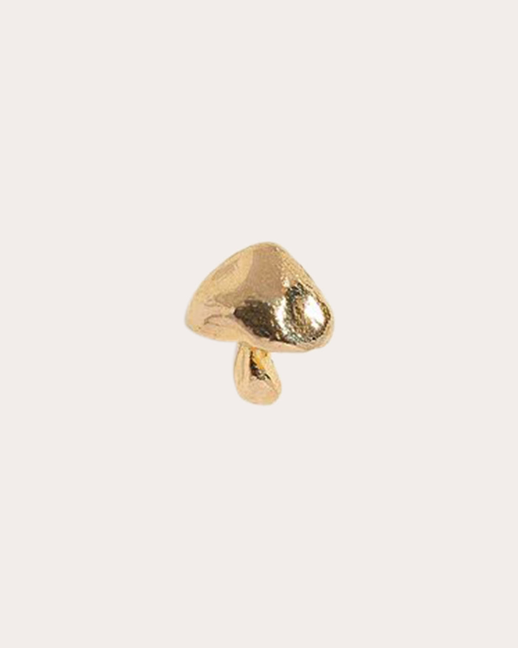 Tiny Mushroom 14K Gold Single Stud Earring