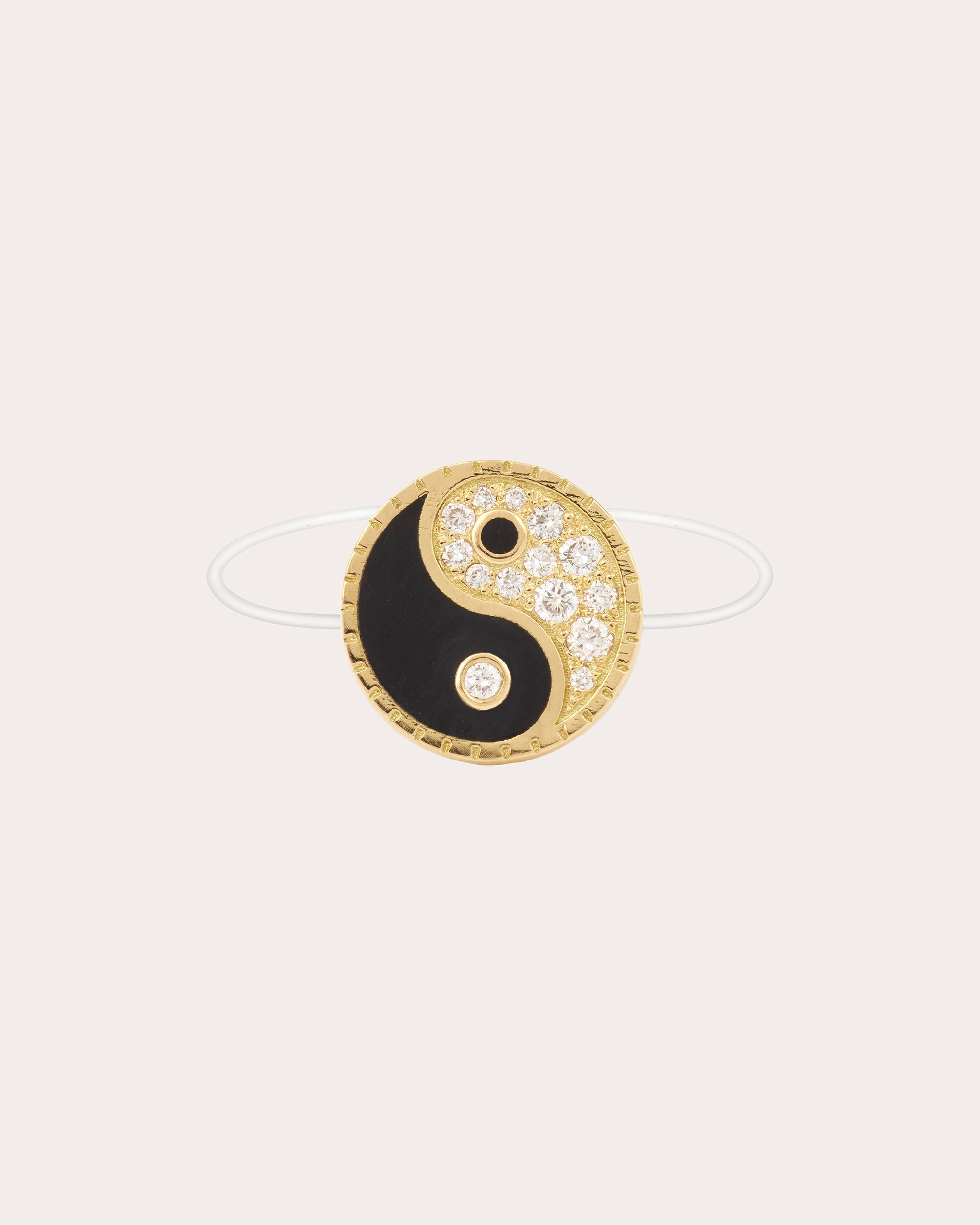Yin Yang 18K Gold Lacquer and Lab-Grown Diamond Ring