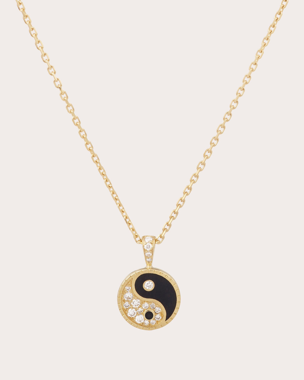 Small Yin Yang 18K Gold Lacquer and Lab-Grown Diamond Pendant Necklace