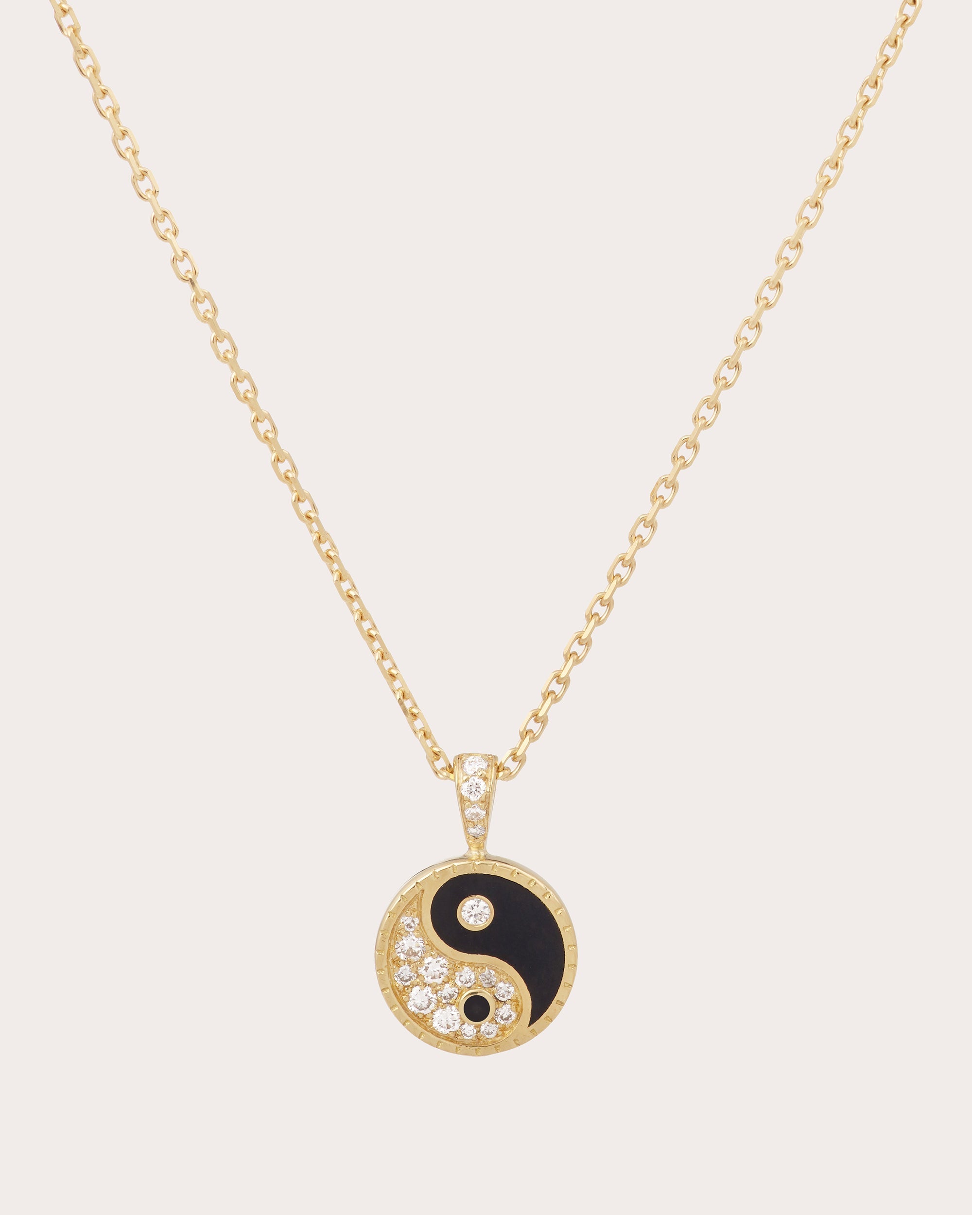 Small Yin Yang 18K Gold Lacquer and Lab-Grown Diamond Pendant Necklace