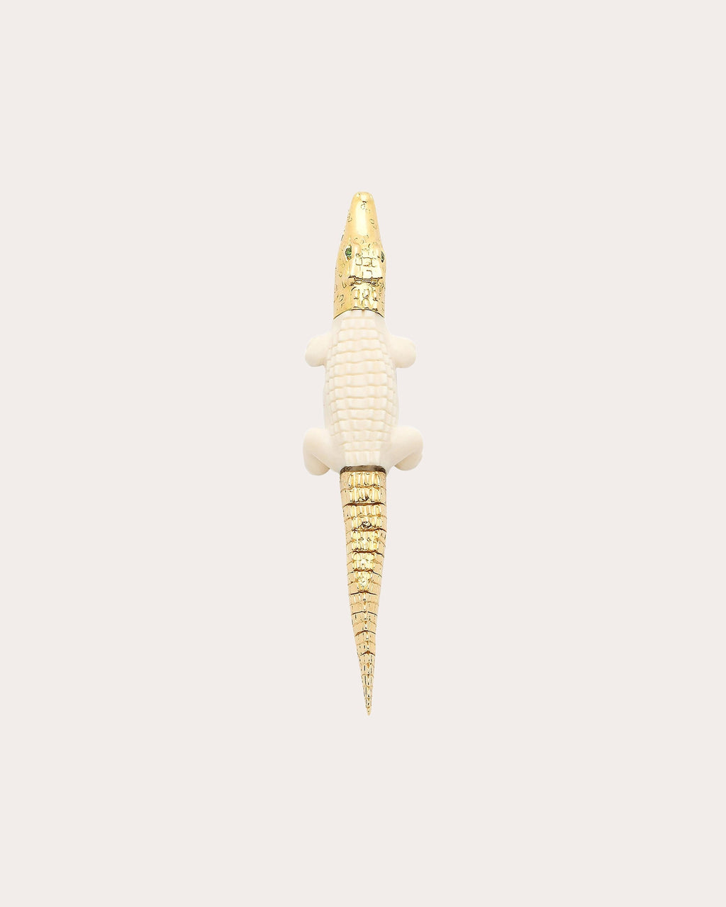 Alligator Bite Large 18K Gold Carved Mammoth Single Earring