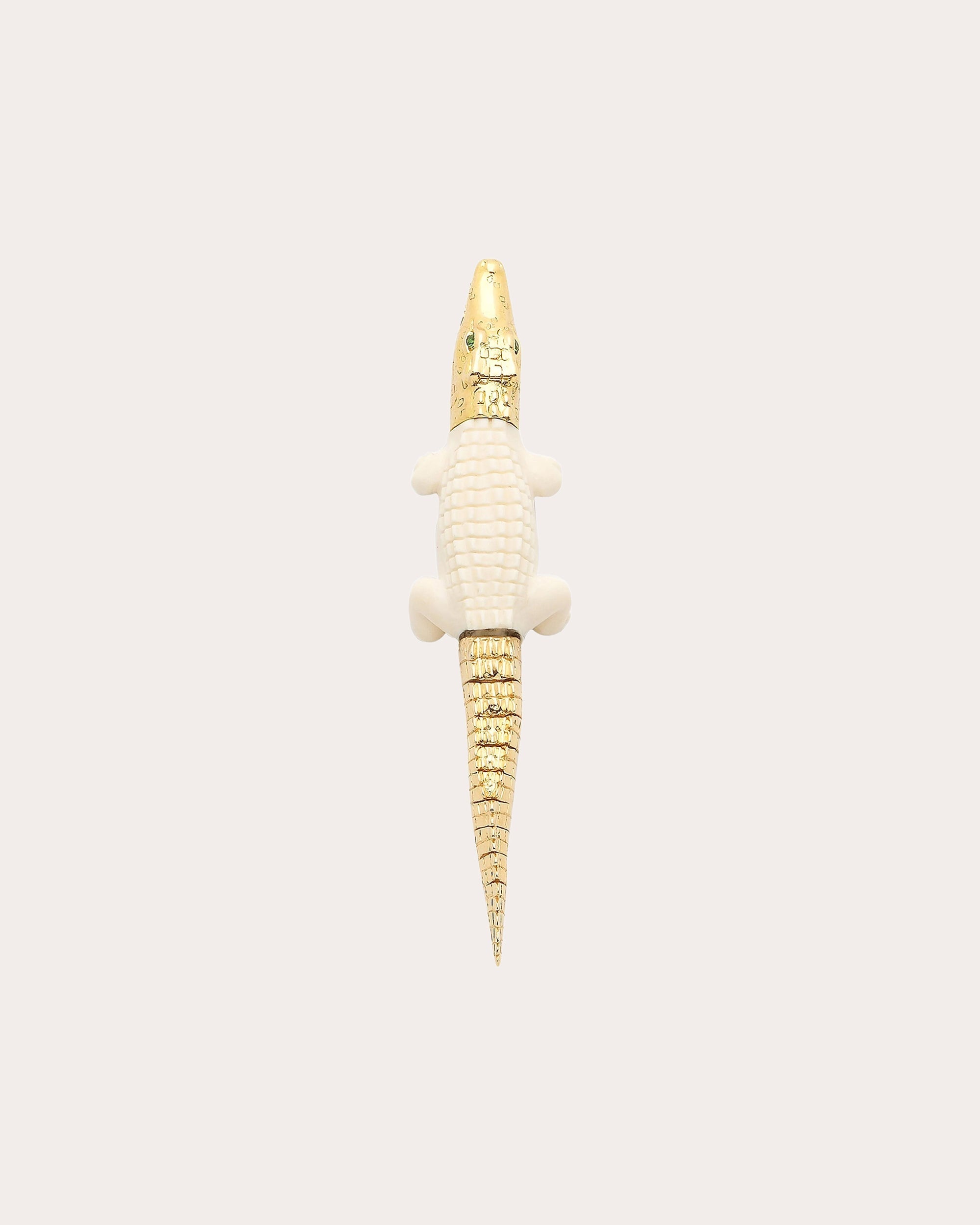 Alligator Bite Large 18K Gold Carved Mammoth Single Earring
