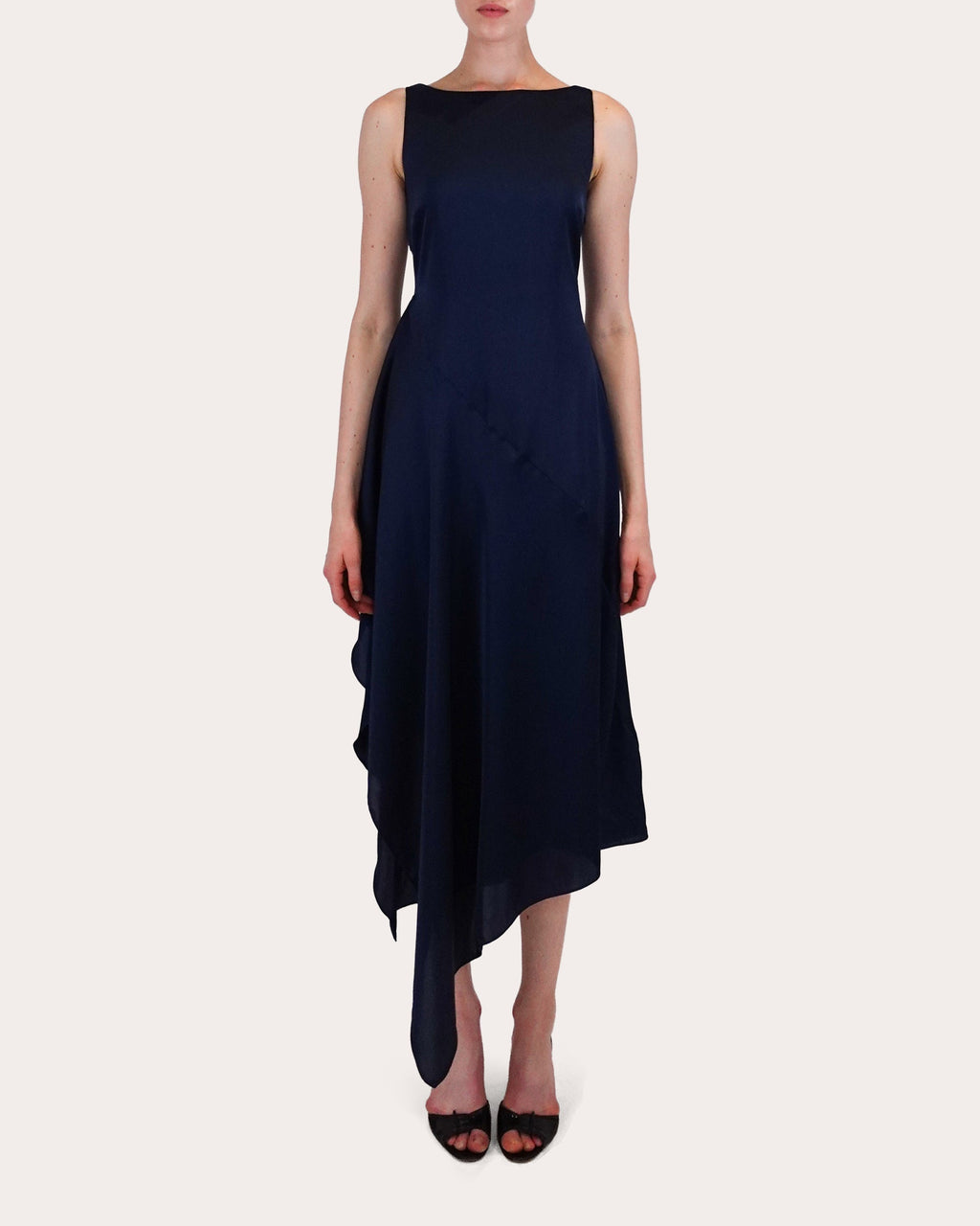 Manisha Asymmetric Draped Satin Midi Dress