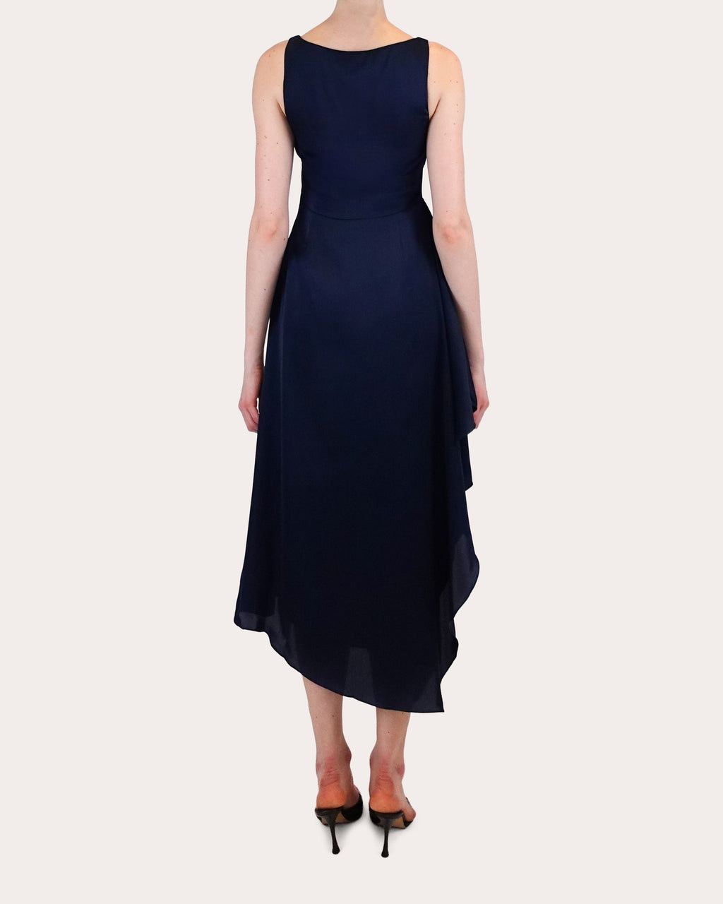 Manisha Asymmetric Draped Satin Midi Dress