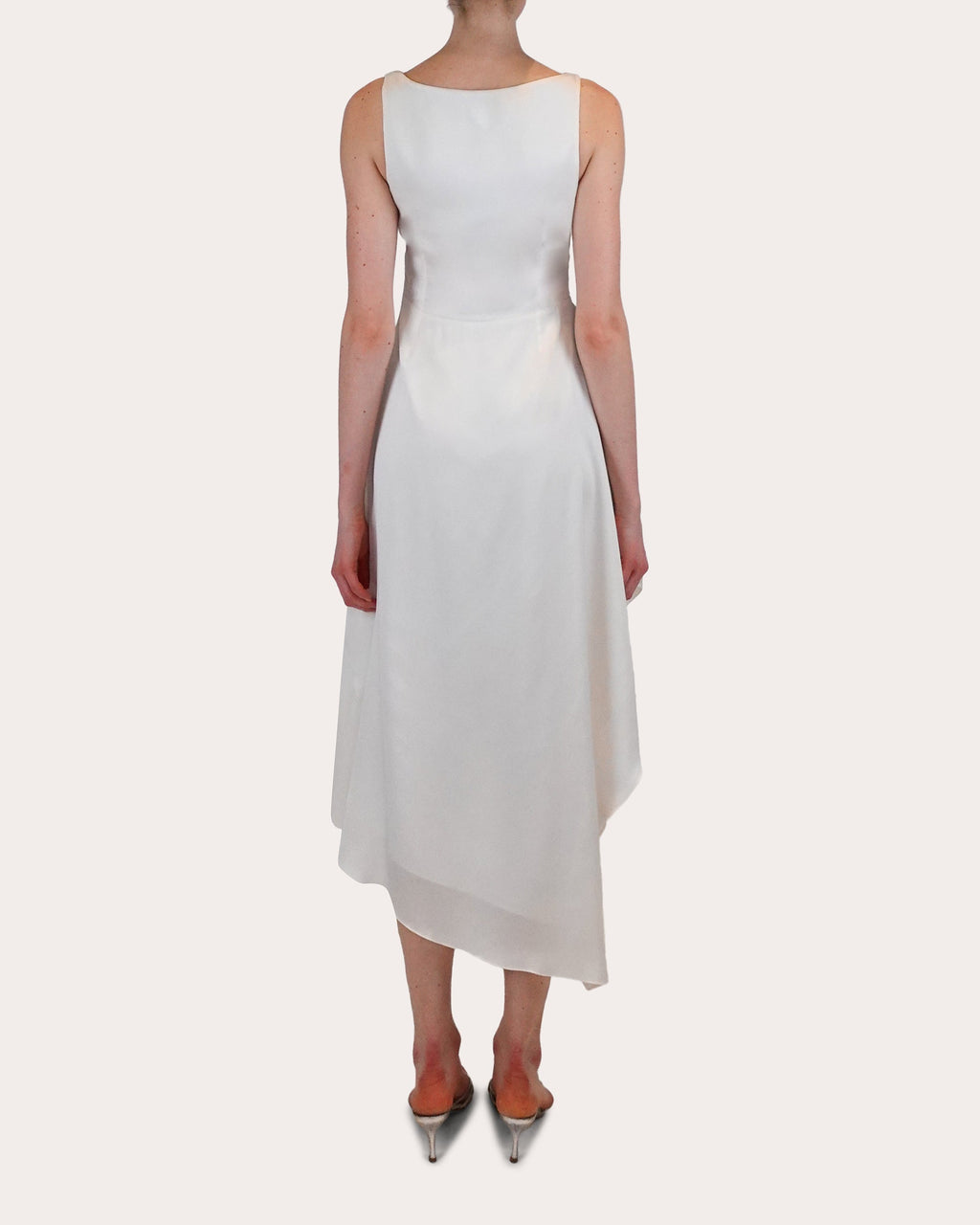 Manisha Asymmetric Draped Satin Midi Dress