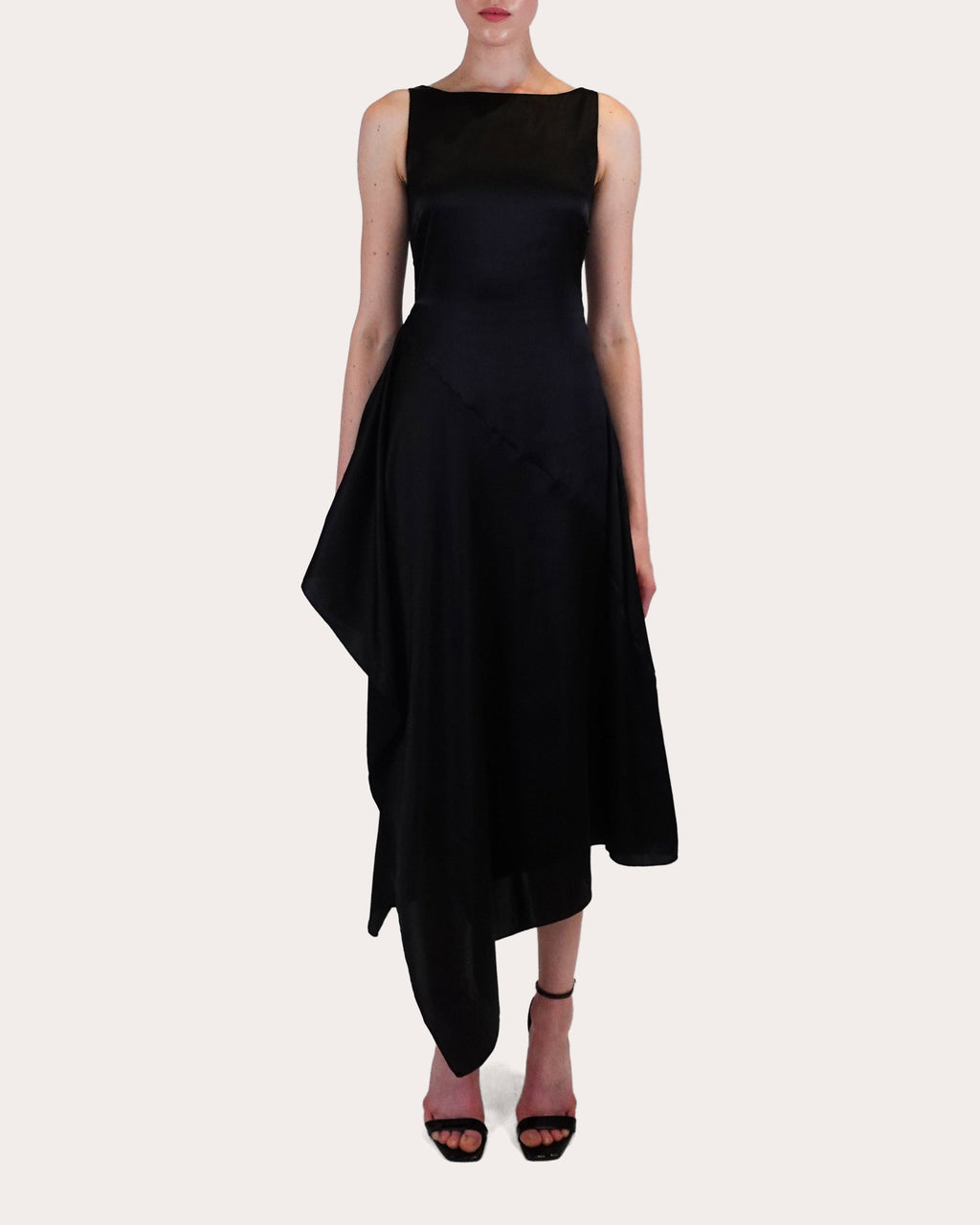 Manisha Asymmetric Draped Satin Midi Dress