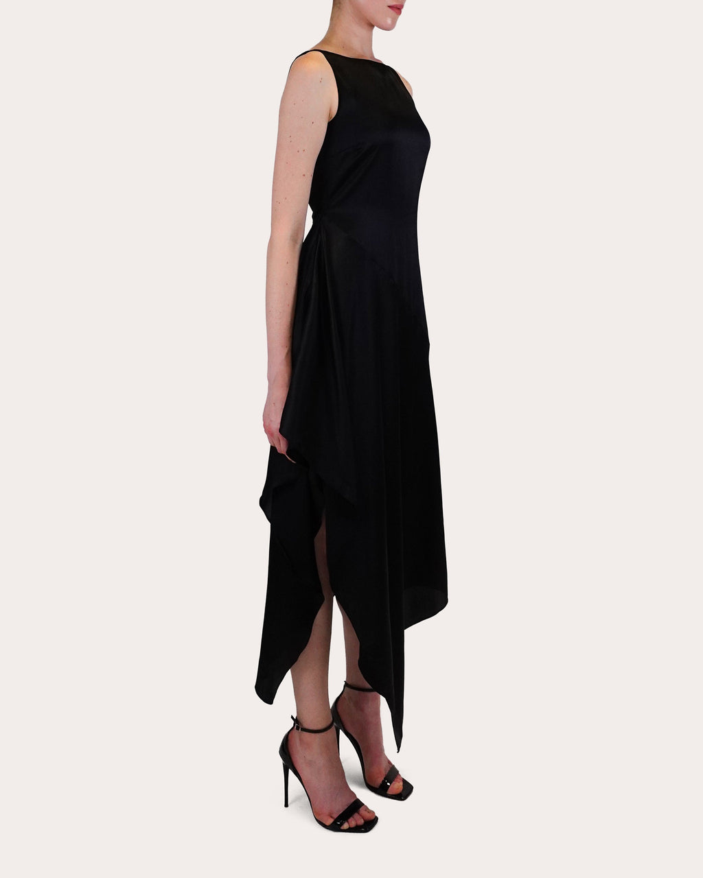 Manisha Asymmetric Draped Satin Midi Dress