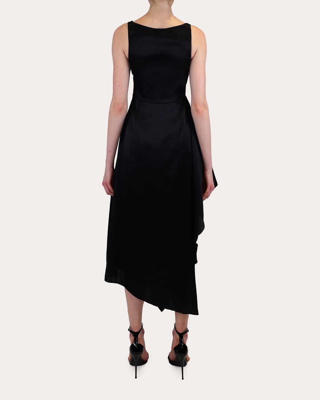 Manisha Asymmetric Draped Satin Midi Dress