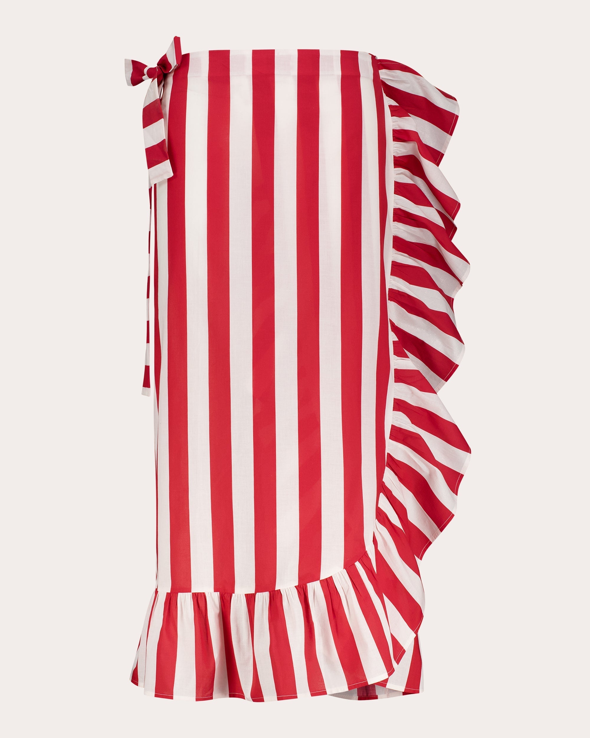 Marla Striped Ruffle-Trimmed Wrap Cotton Skirt