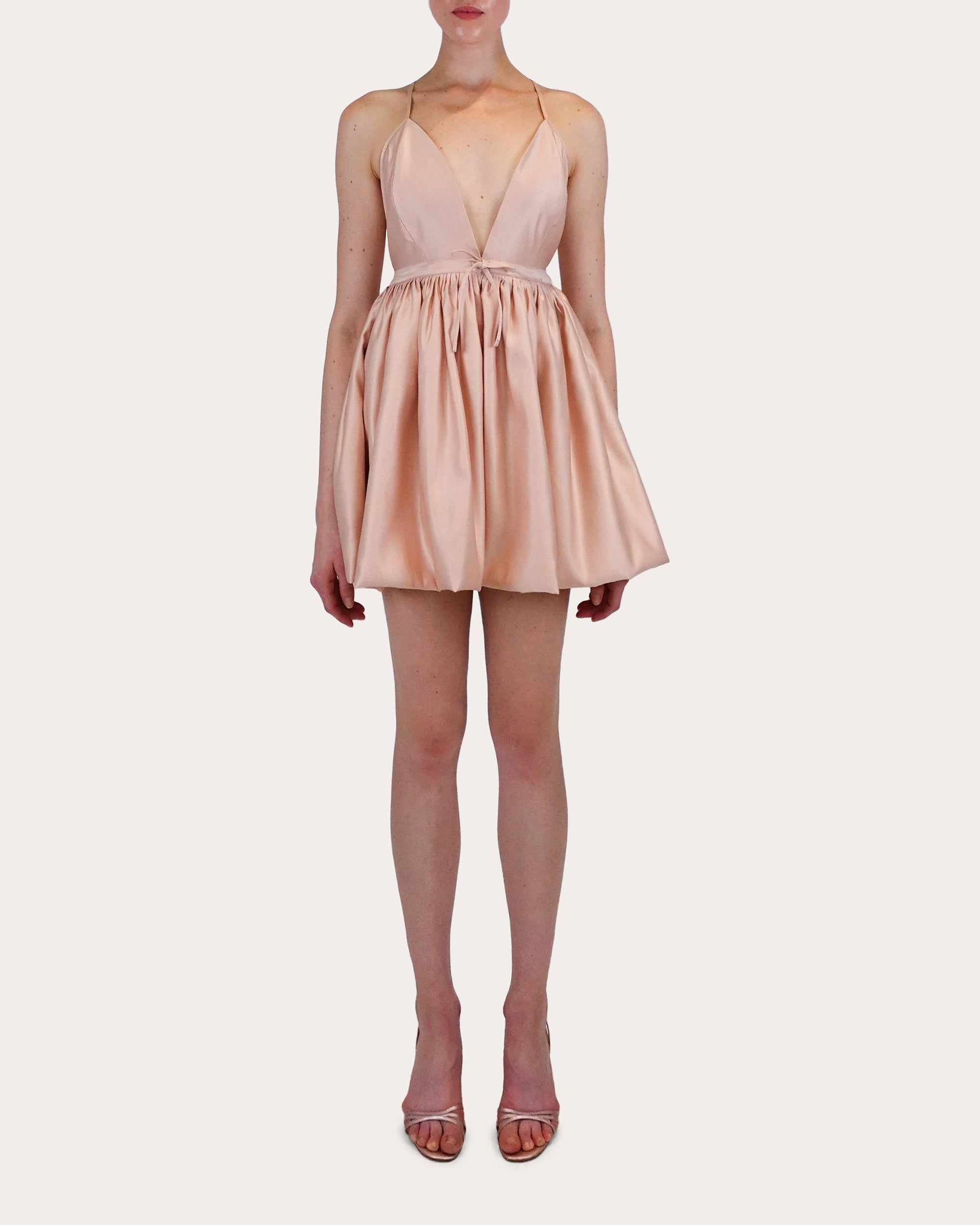 Martine Satin Bubble-Hem Mini Dress