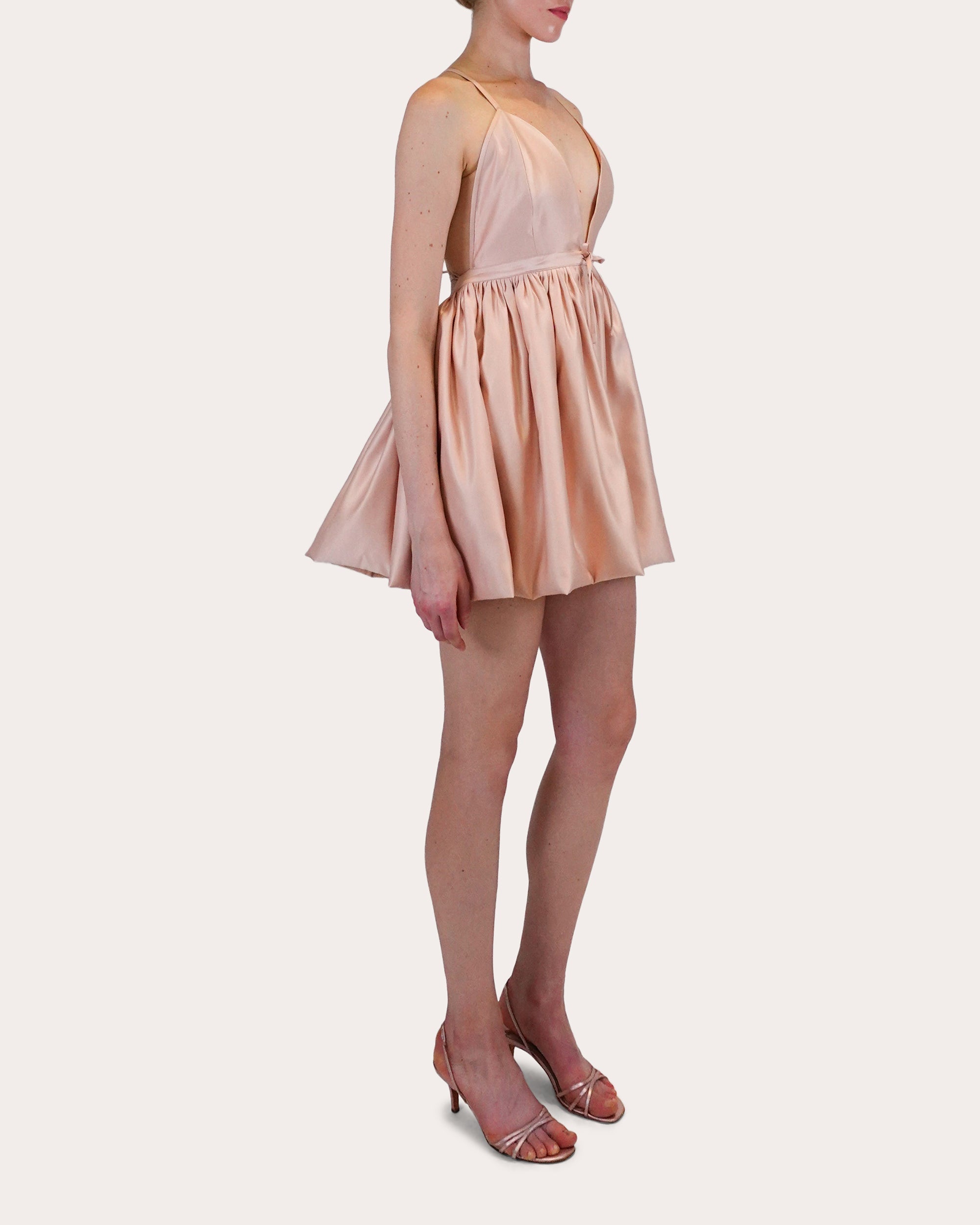 Martine Satin Bubble-Hem Mini Dress