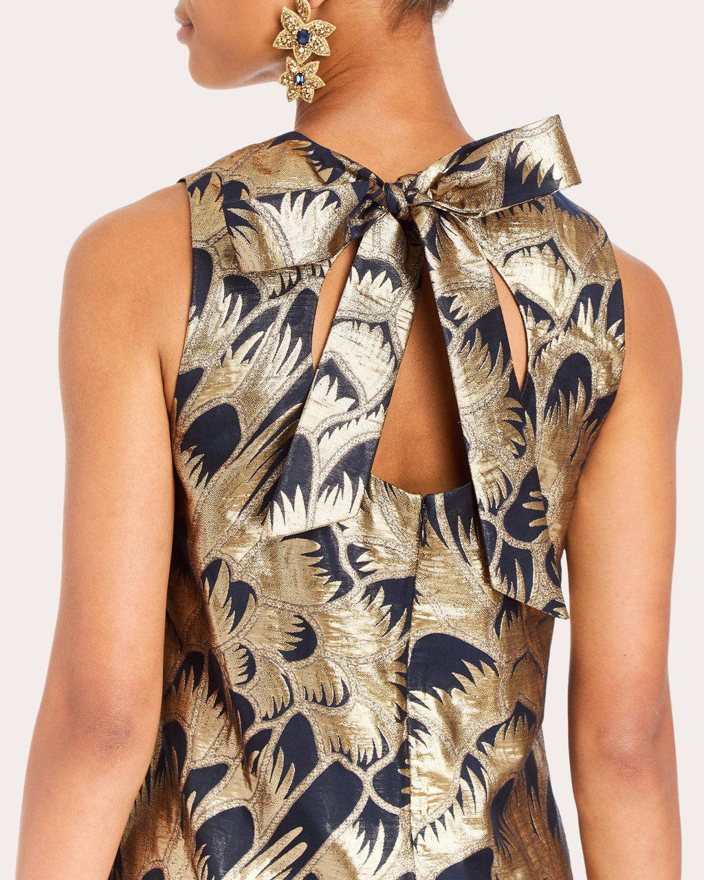 Mia Tie-Back Metallic Jacquard Mini Dress