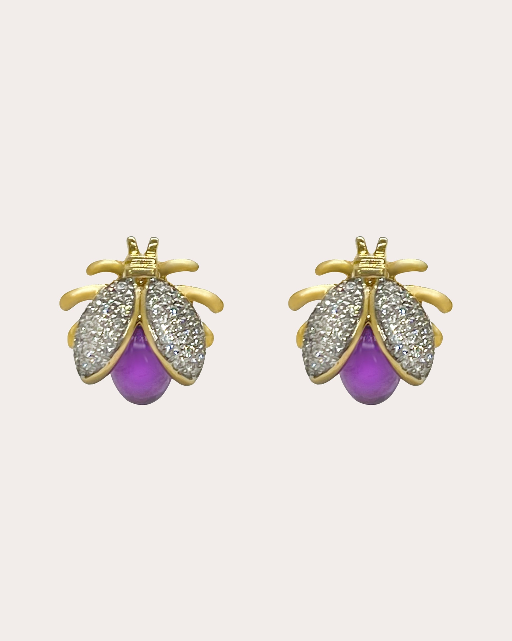 Mini Catarina 18K Gold Amethyst and Diamond Stud Earrings