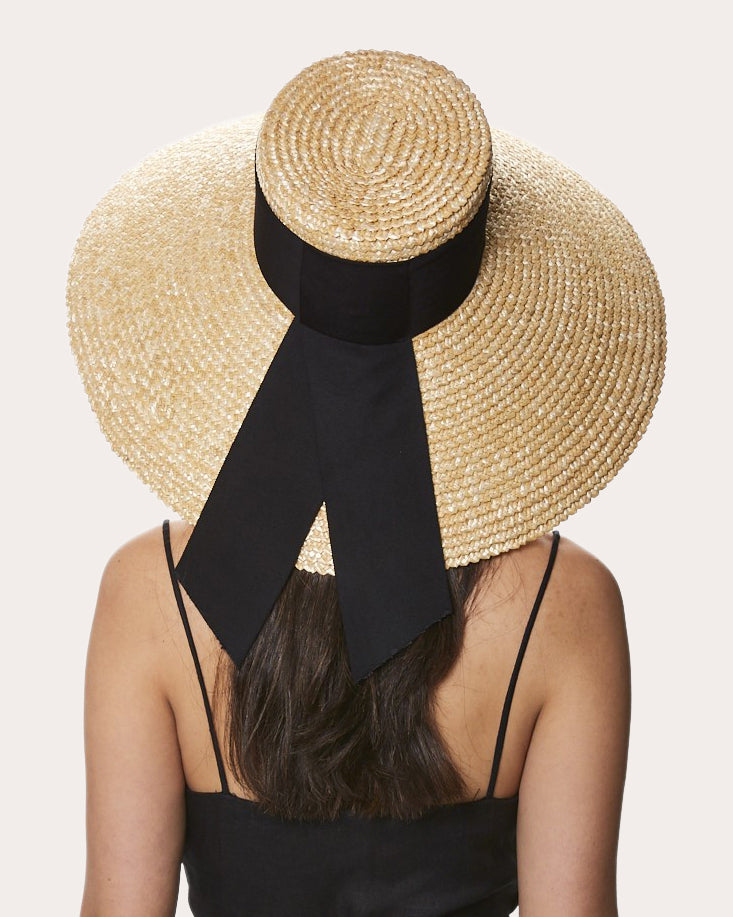 Mirabel Ribbon-Trimmed Woven Straw Sun Hat