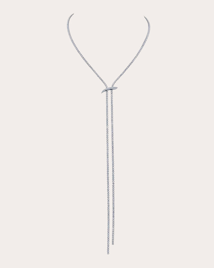 Mega Swirl 18K Gold Diamond Lariat Necklace