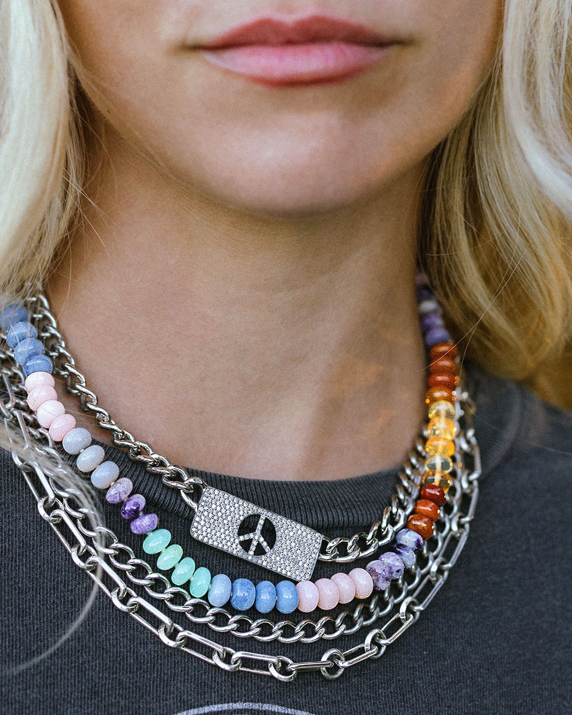 Sterling Silver Rainbow Opal Necklace