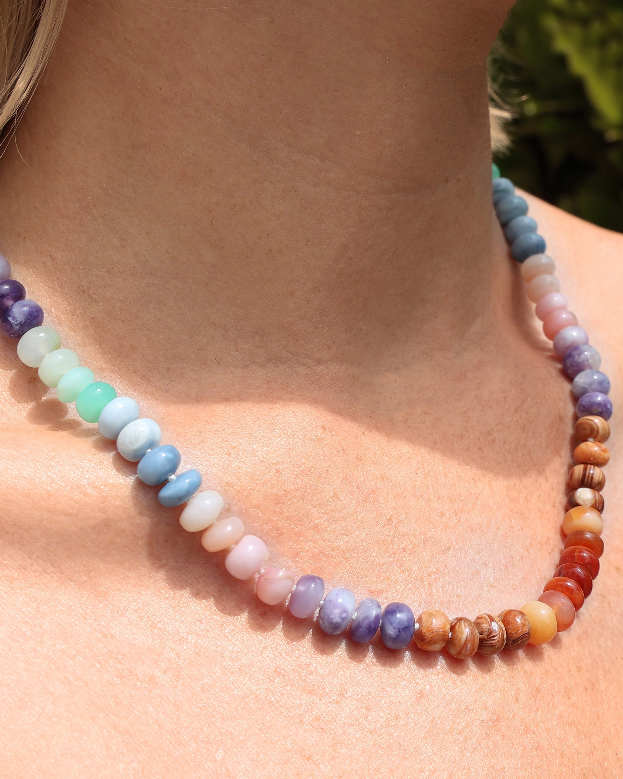 Sterling Silver Rainbow Opal Necklace