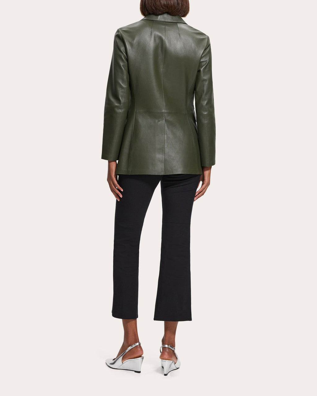 Rounded Etiennette Long Leather Blazer