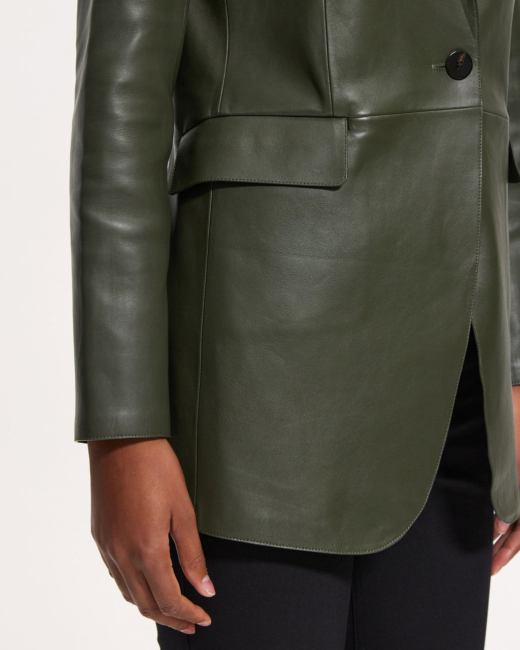 Rounded Etiennette Long Leather Blazer